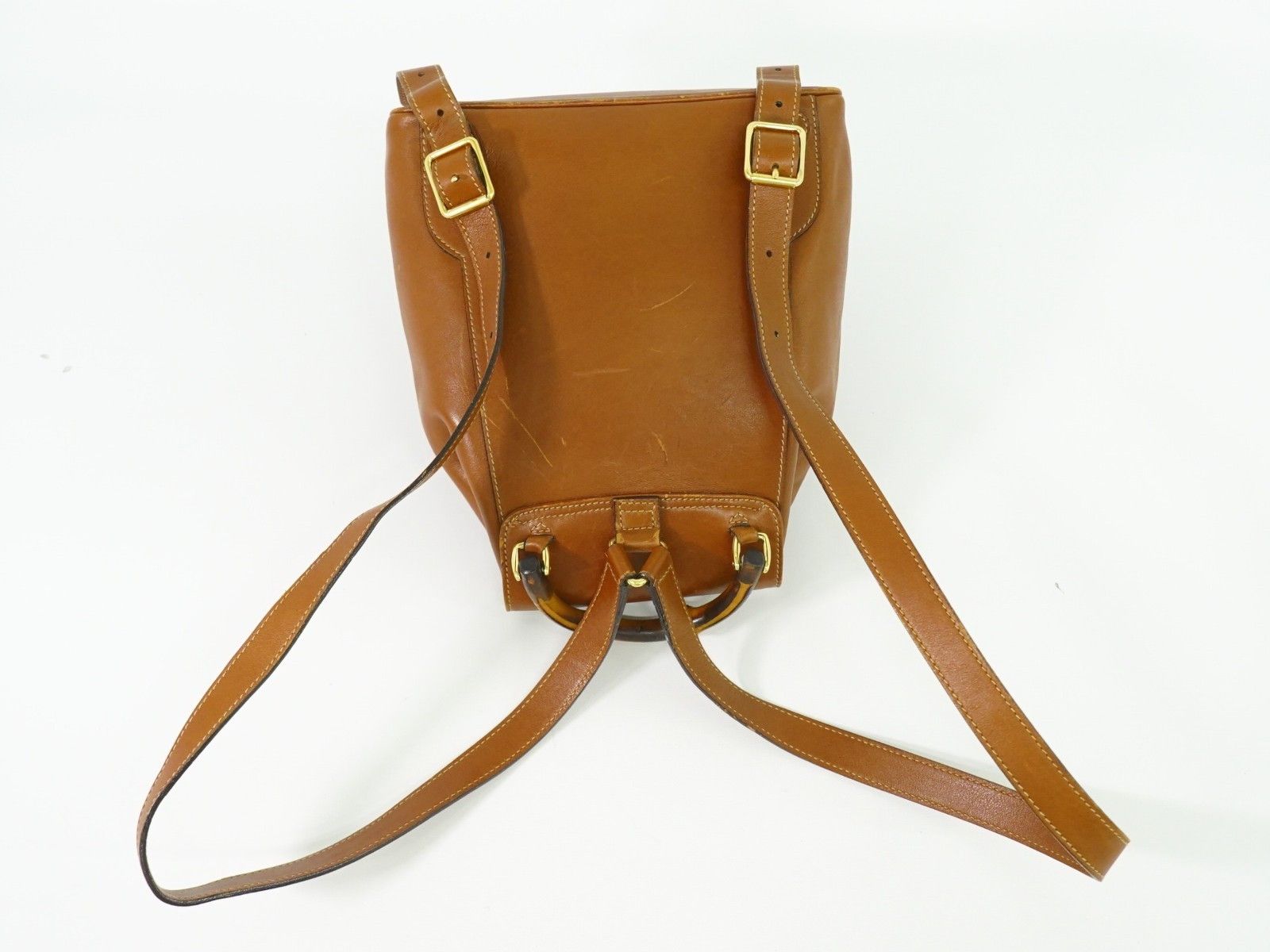 Gucci Gucci Vintage Bamboo Backpack Leather Size ONE SIZE - 10 Thumbnail