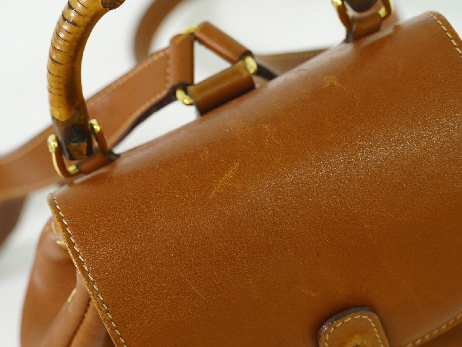 Gucci Gucci Vintage Bamboo Backpack Leather Size ONE SIZE - 12 Thumbnail