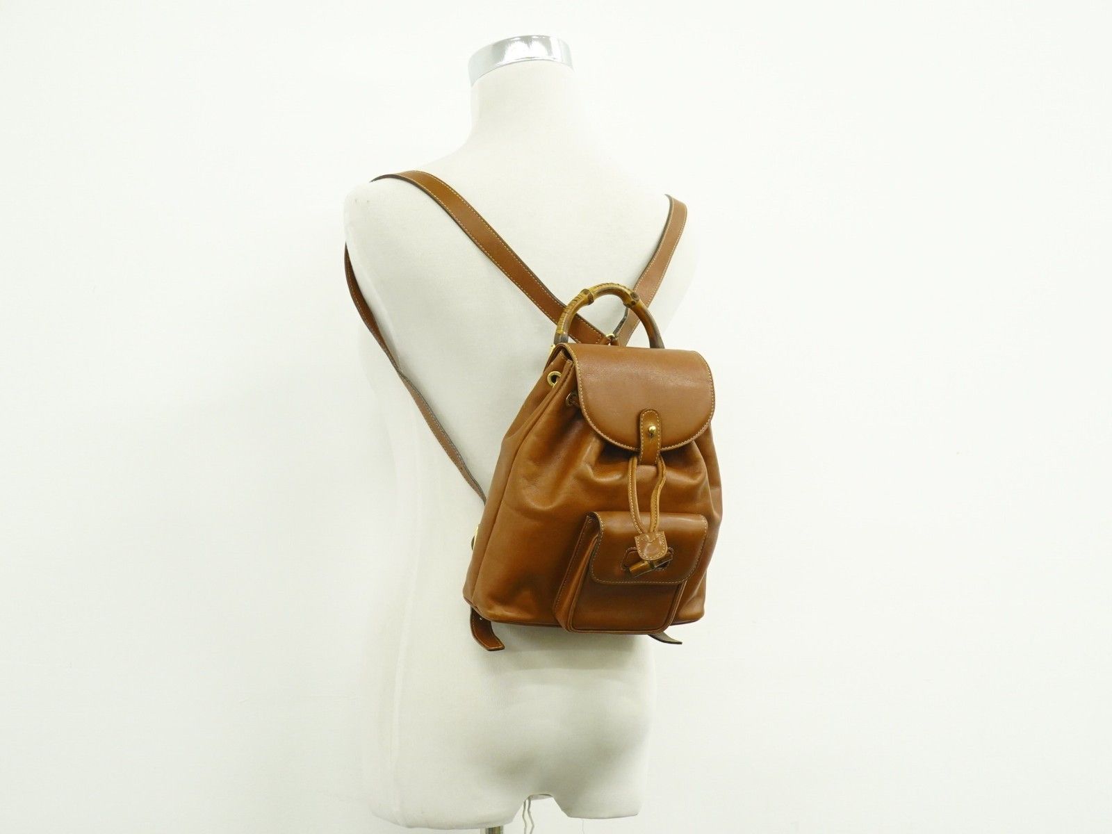 Gucci Gucci Vintage Bamboo Backpack Leather Size ONE SIZE - 8 Thumbnail