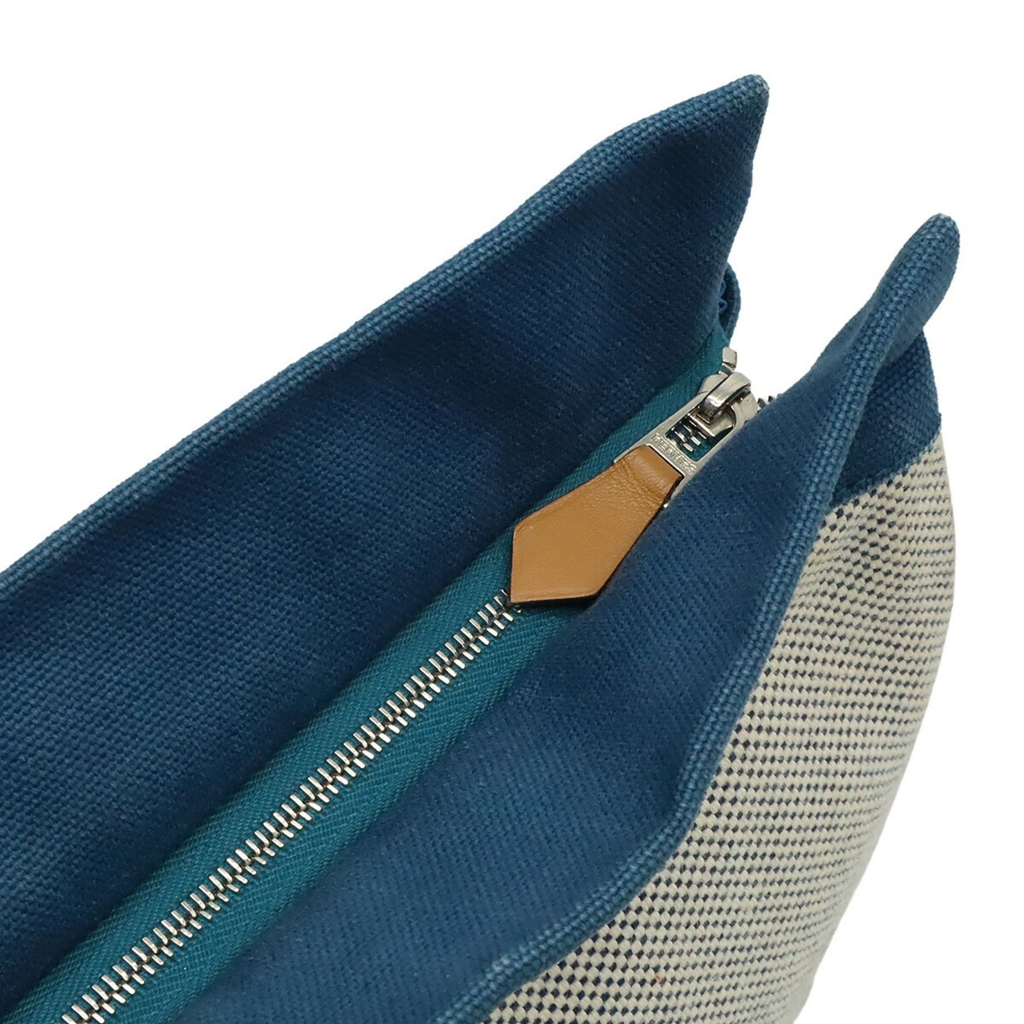 Hermes HERMES Jimetoux GM Clutch Bag, Second Travel Pouch, Multi-Case, Canvas, Blue and Ivory Size ONE SIZE - 5 Thumbnail