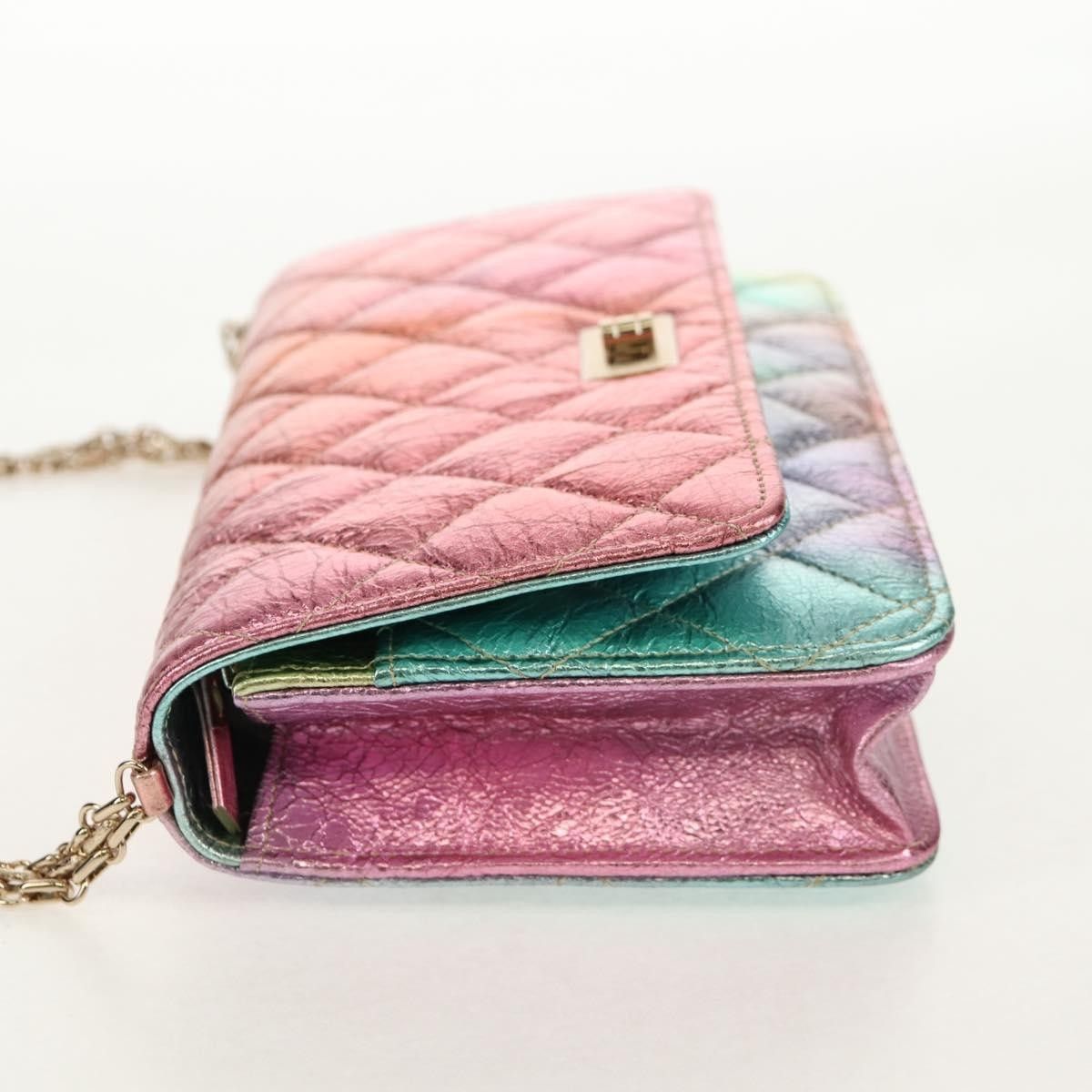Chanel Chanel Rainbow Reissue 2.55 Wallet on Chain Quilted Multicolor Metallic Goatskin Size ONE SIZE - 3 Thumbnail