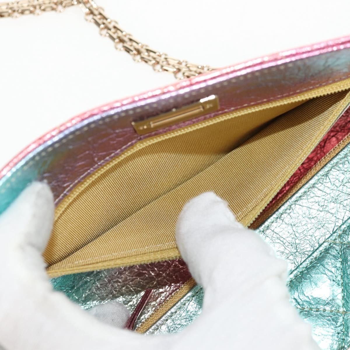 Chanel Chanel Rainbow Reissue 2.55 Wallet on Chain Quilted Multicolor Metallic Goatskin Size ONE SIZE - 21 Thumbnail
