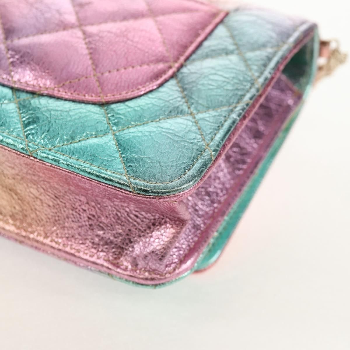 Chanel Chanel Rainbow Reissue 2.55 Wallet on Chain Quilted Multicolor Metallic Goatskin Size ONE SIZE - 11 Thumbnail