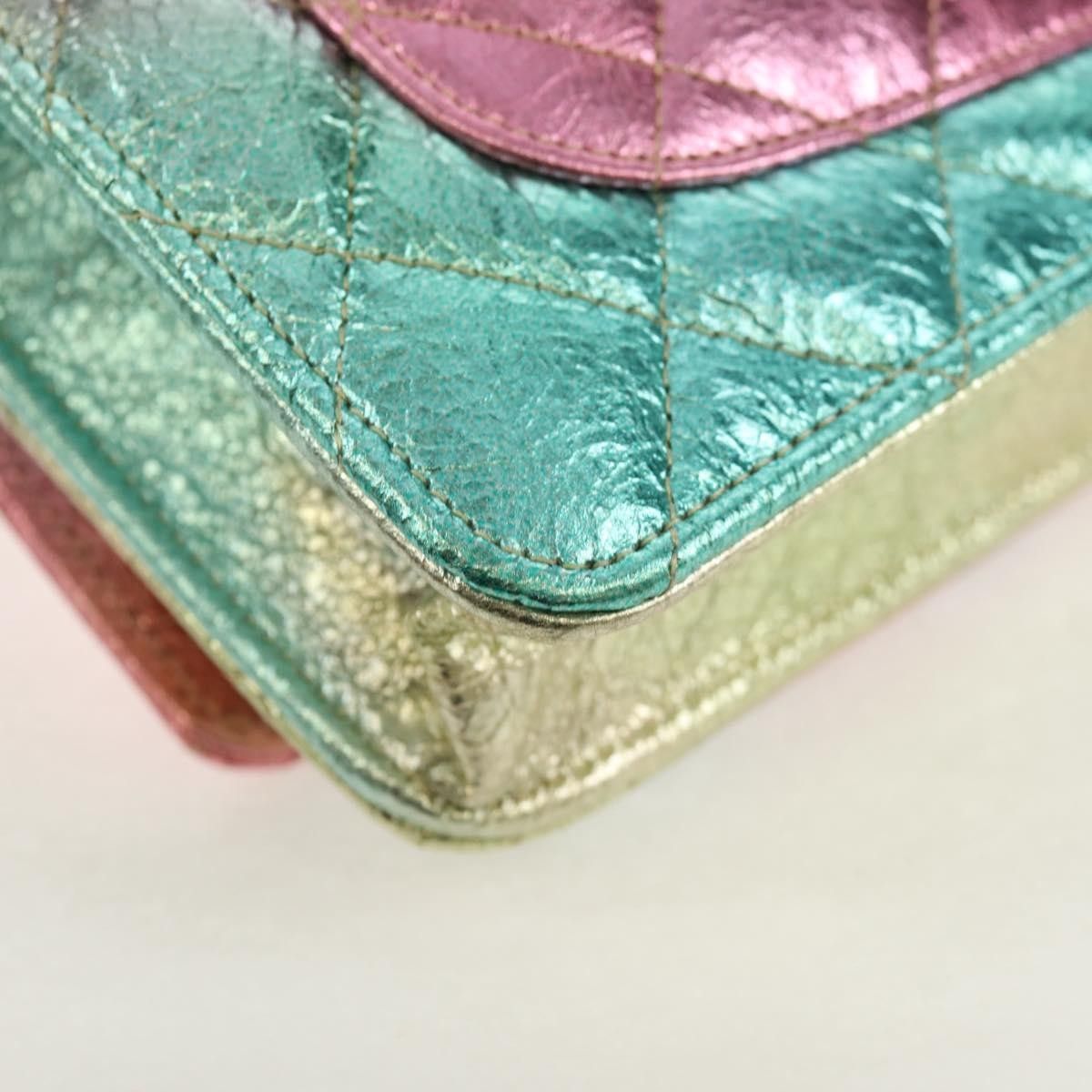 Chanel Chanel Rainbow Reissue 2.55 Wallet on Chain Quilted Multicolor Metallic Goatskin Size ONE SIZE - 10 Thumbnail