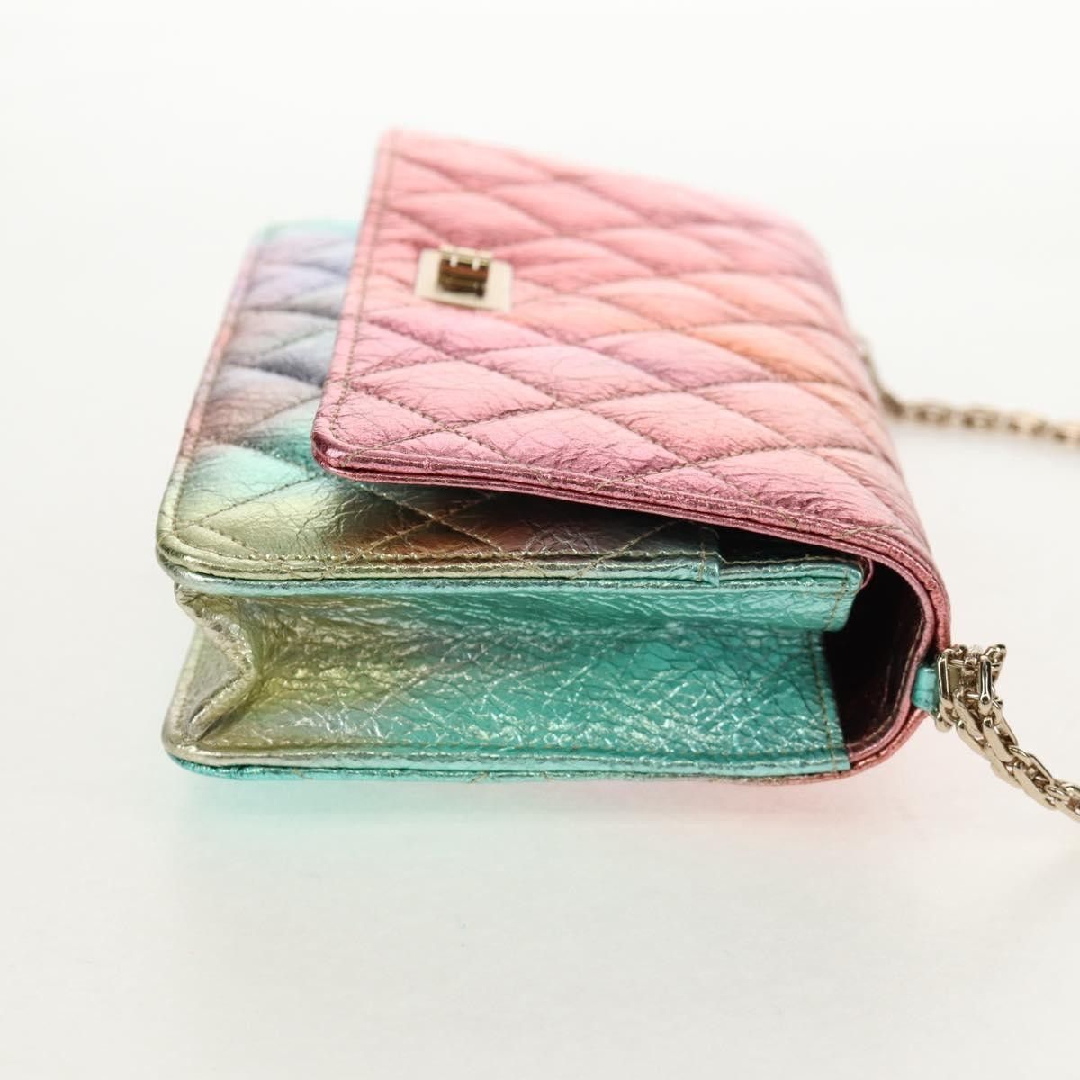 Chanel Chanel Rainbow Reissue 2.55 Wallet on Chain Quilted Multicolor Metallic Goatskin Size ONE SIZE - 4 Thumbnail