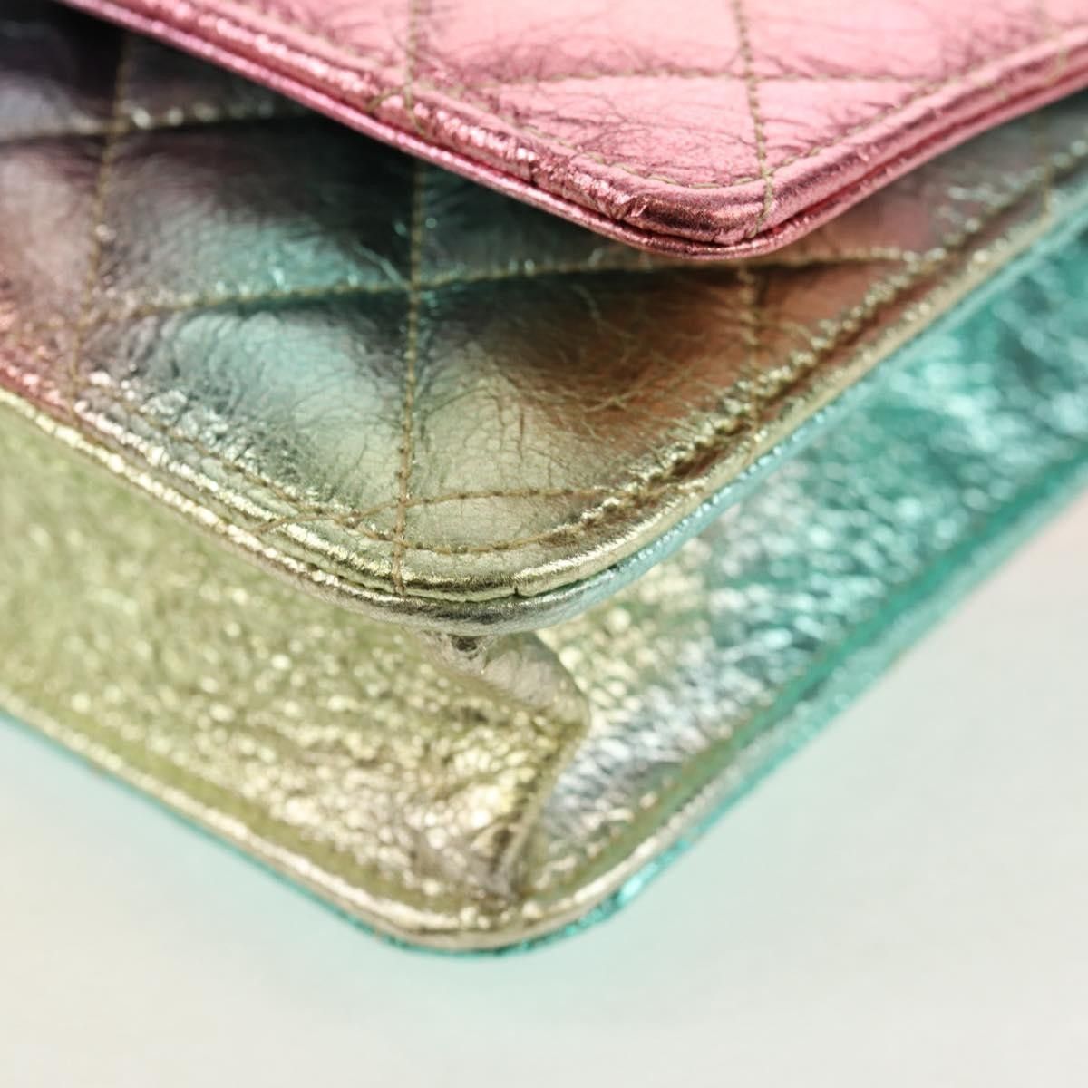 Chanel Chanel Rainbow Reissue 2.55 Wallet on Chain Quilted Multicolor Metallic Goatskin Size ONE SIZE - 9 Thumbnail