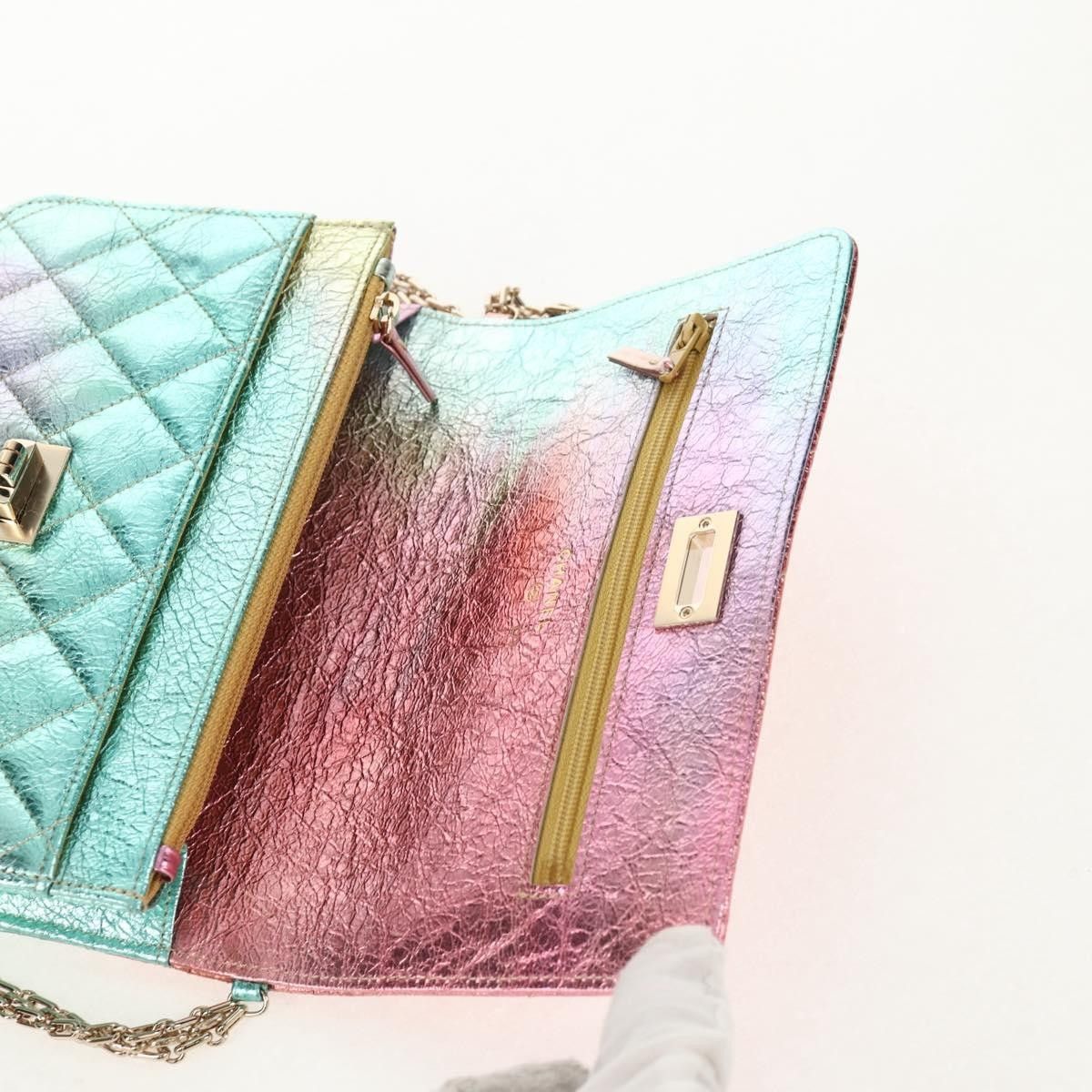 Chanel Chanel Rainbow Reissue 2.55 Wallet on Chain Quilted Multicolor Metallic Goatskin Size ONE SIZE - 19 Thumbnail