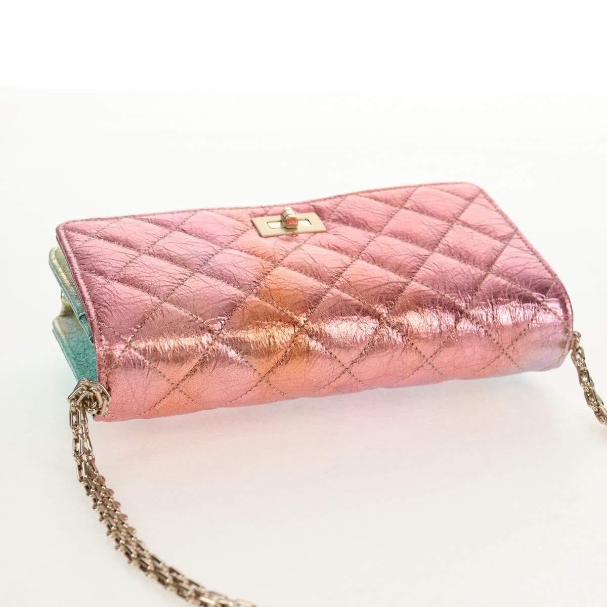 Chanel Chanel Rainbow Reissue 2.55 Wallet on Chain Quilted Multicolor Metallic Goatskin Size ONE SIZE - 14 Thumbnail