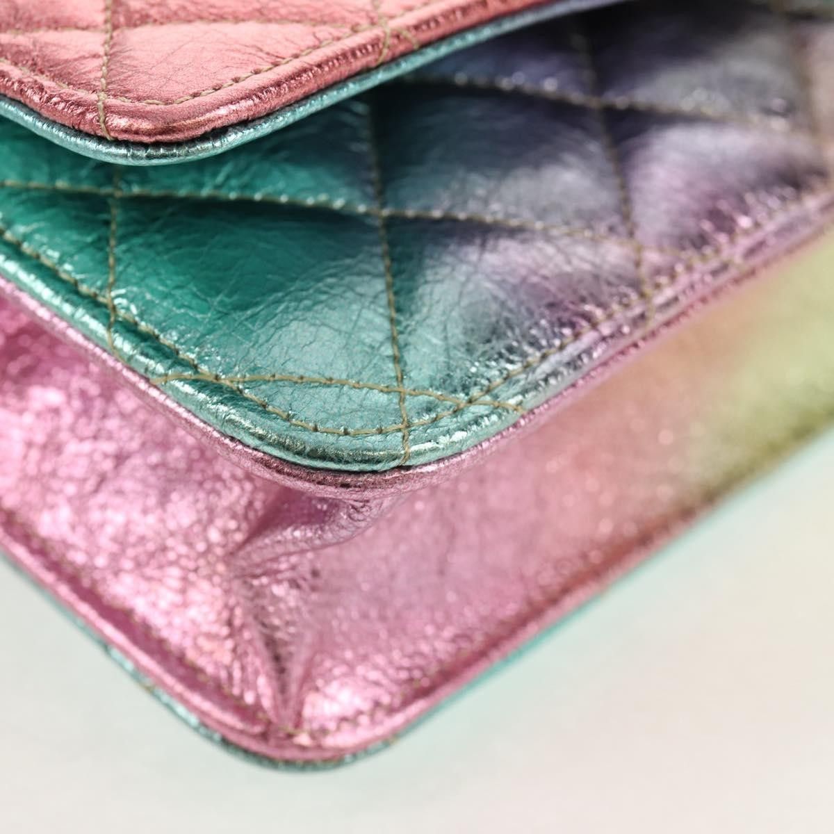 Chanel Chanel Rainbow Reissue 2.55 Wallet on Chain Quilted Multicolor Metallic Goatskin Size ONE SIZE - 8 Thumbnail