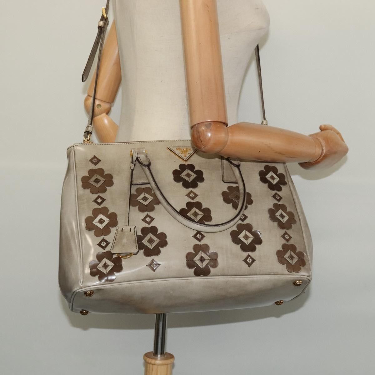 Prada Prada Flowers Galleria Double Zip Tote Spazzolato Leather Size ONE SIZE - 15 Thumbnail