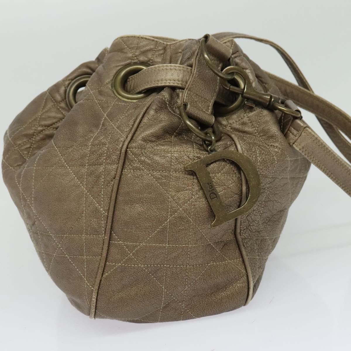 Dior Christian Dior Drawstring Bucket Bag Cannage Quilt Leather Size ONE SIZE - 4 Thumbnail