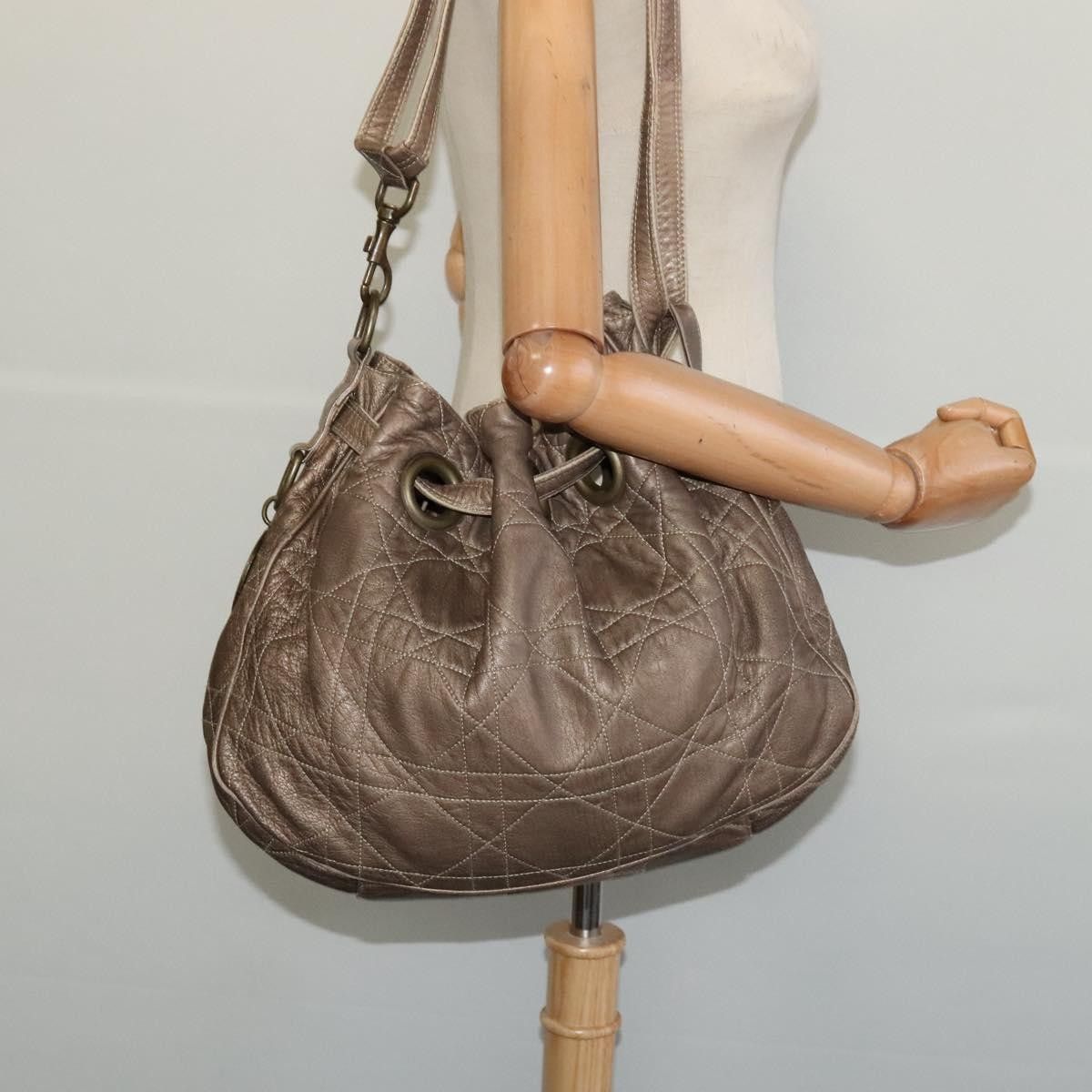 Dior Christian Dior Drawstring Bucket Bag Cannage Quilt Leather Size ONE SIZE - 16 Thumbnail