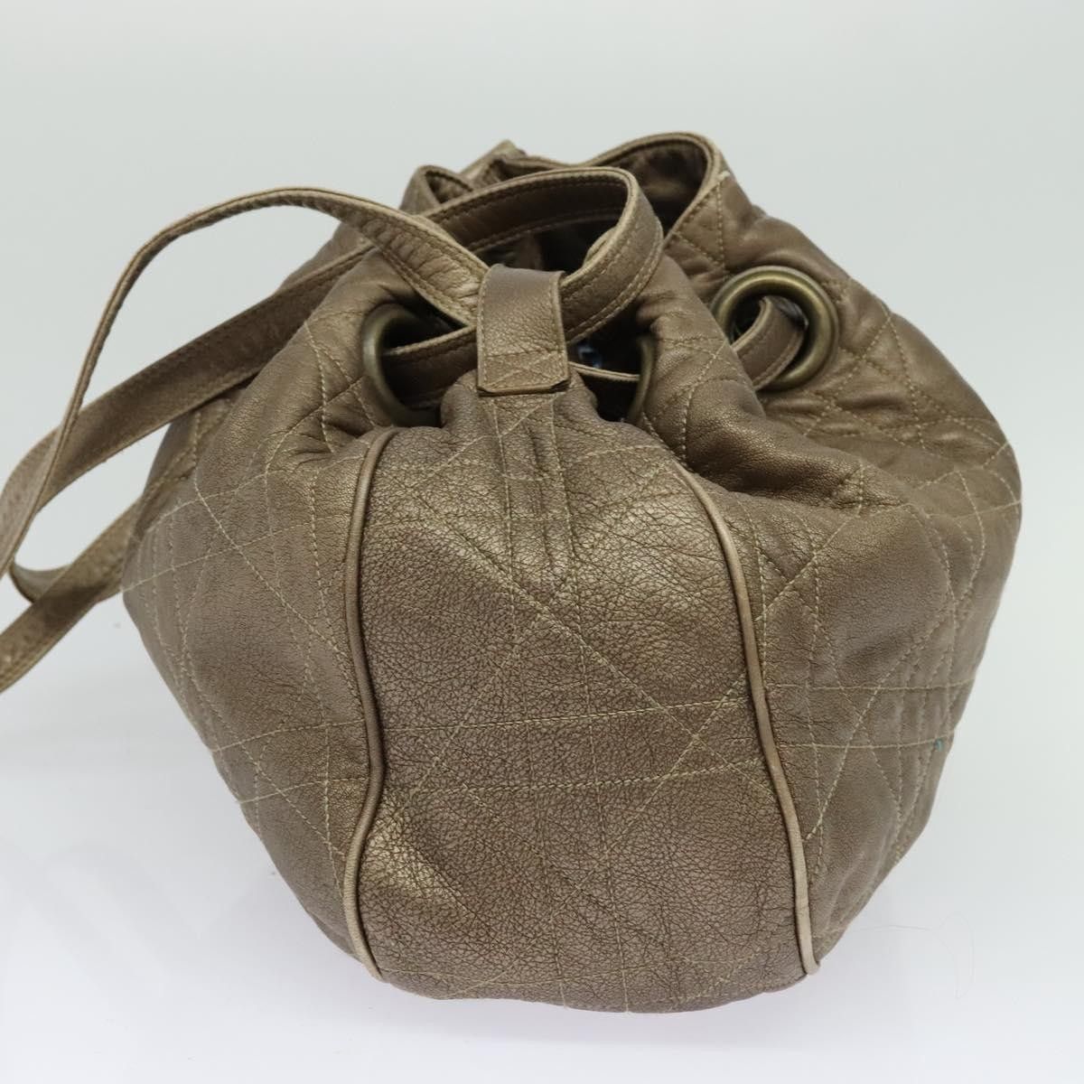 Dior Christian Dior Drawstring Bucket Bag Cannage Quilt Leather Size ONE SIZE - 3 Thumbnail