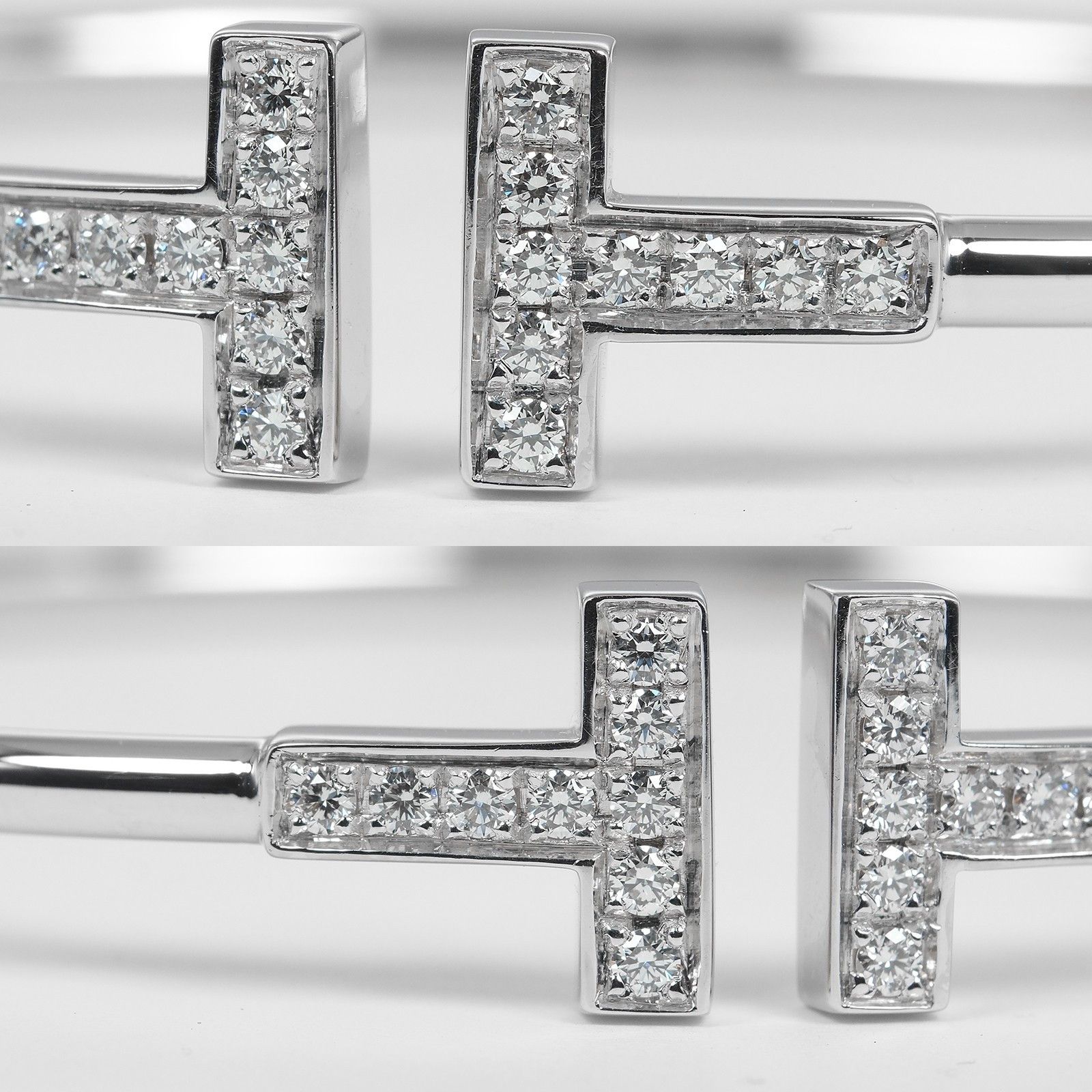 Tiffany & Co. Tiffany & Co. T Wire Bracelet 18K White Gold with Diamonds Size ONE SIZE - 3 Thumbnail
