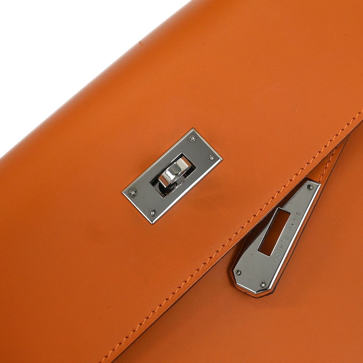 Hermes Hermes Kelly Handbag Orange Swift with Palladium Hardware Size ONE SIZE - 10 Thumbnail