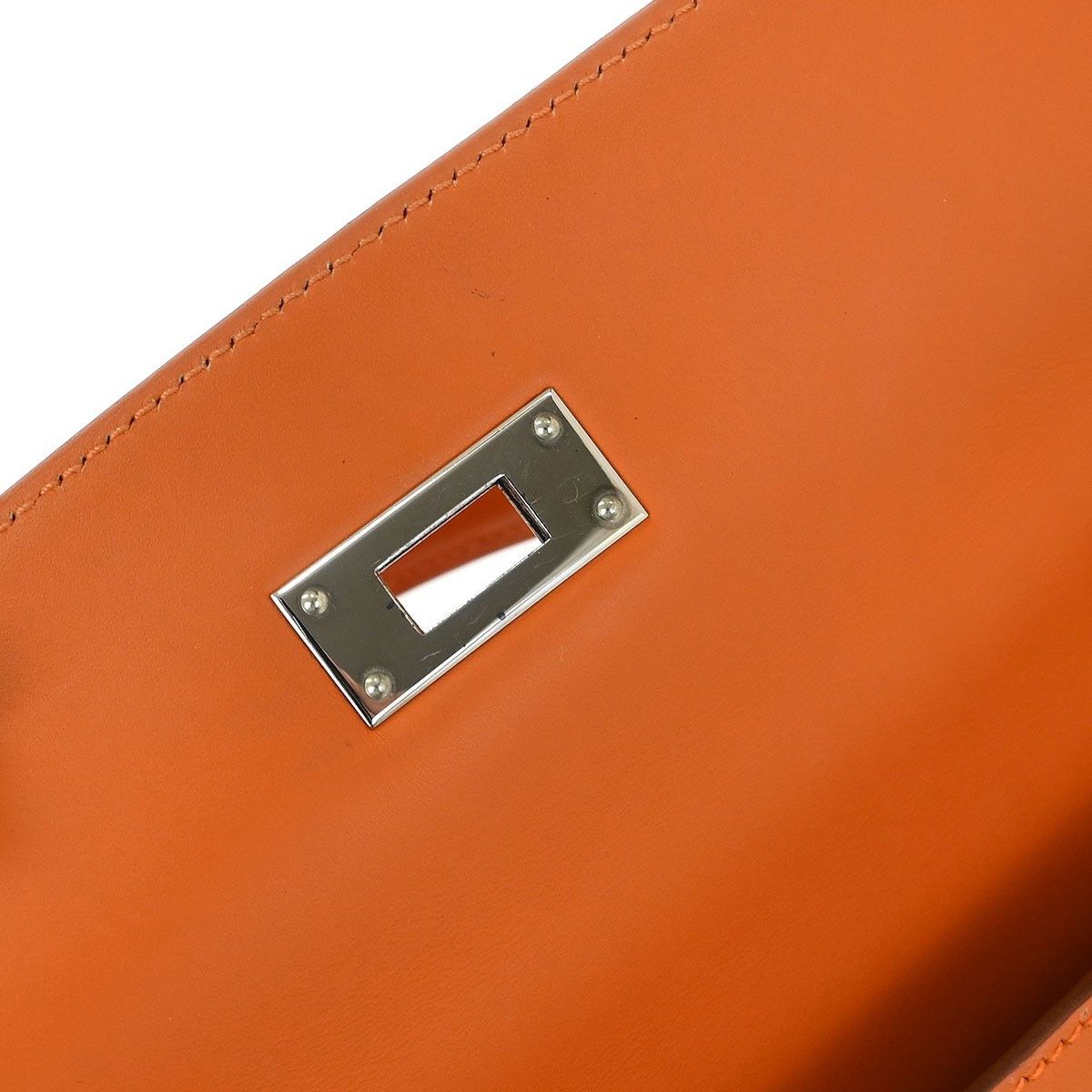 Hermes Hermes Kelly Handbag Orange Swift with Palladium Hardware Size ONE SIZE - 11 Thumbnail