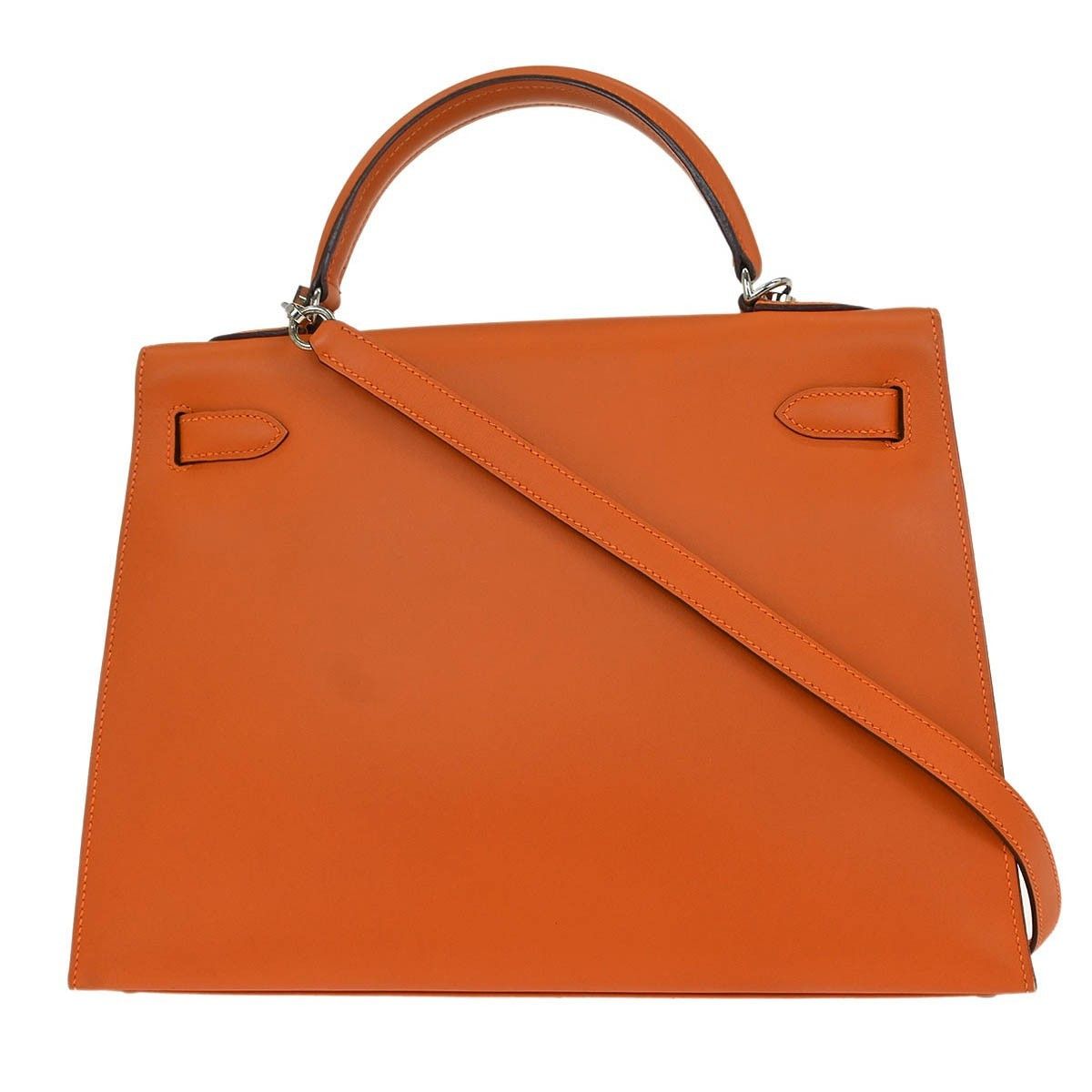 Hermes Hermes Kelly Handbag Orange Swift with Palladium Hardware Size ONE SIZE - 2 Thumbnail