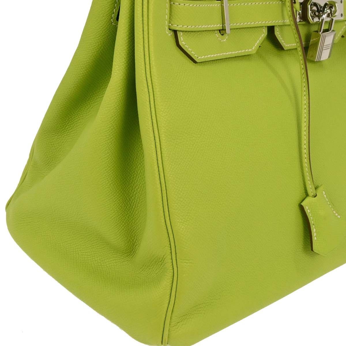 Hermes Hermes Birkin Handbag Green Togo with Palladium Hardware Size ONE SIZE - 3 Thumbnail