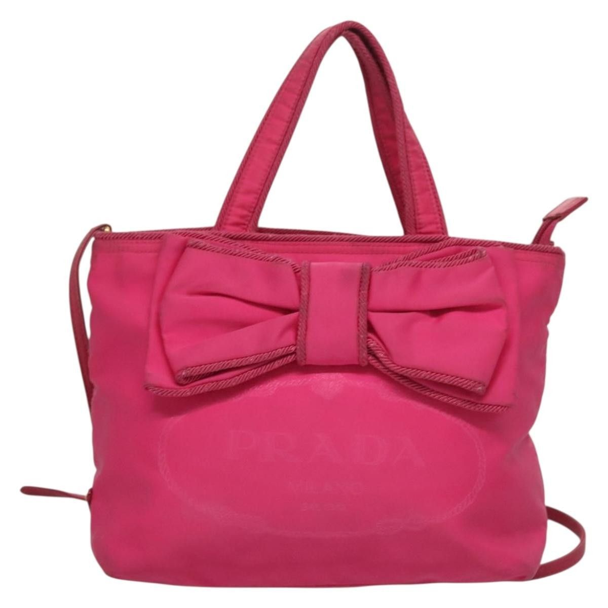 Prada Prada Logo Bow Convertible Tote Tessuto with Leather Size ONE SIZE - 16 Thumbnail