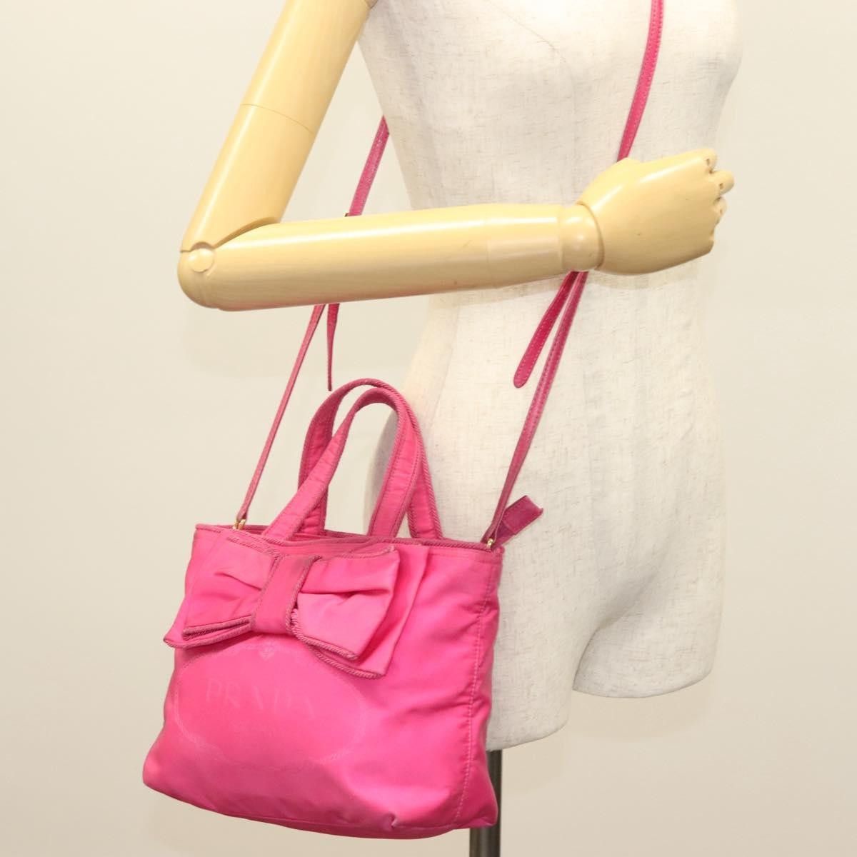 Prada Prada Logo Bow Convertible Tote Tessuto with Leather Size ONE SIZE - 15 Thumbnail