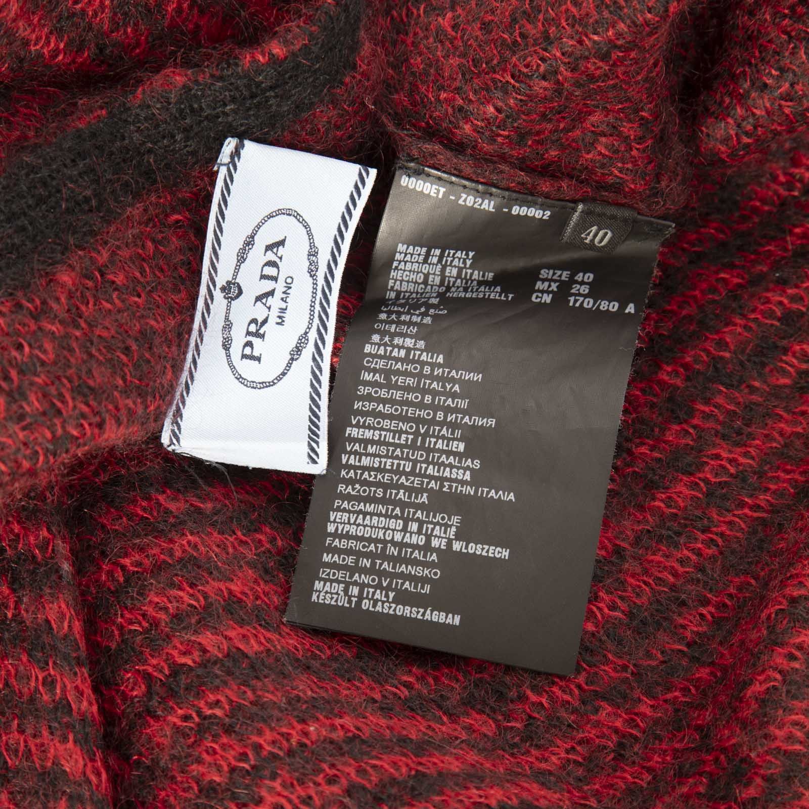 Prada Red & Black Mohair Striped Sweater Size S / US 4 / IT 40 - 5 Thumbnail