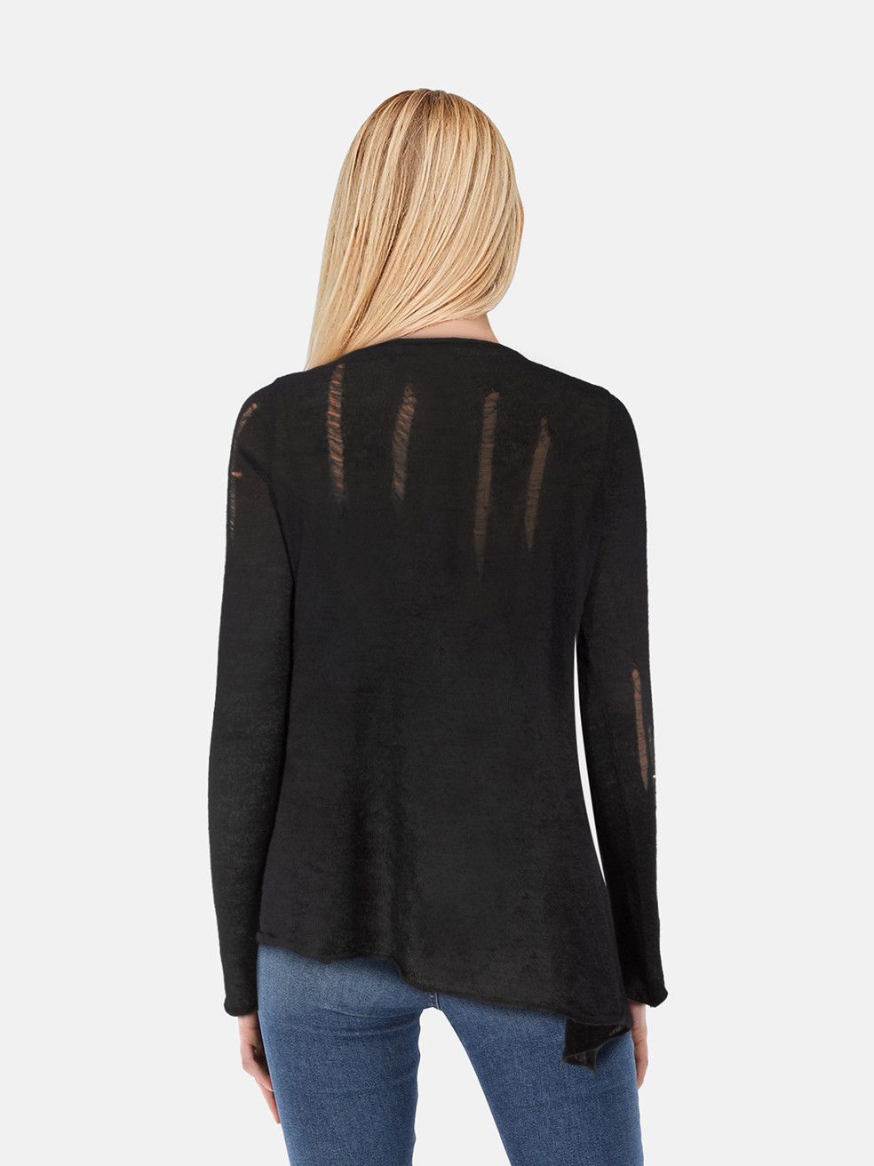 Pierre Balmain Black Distressed Sheer Jumper Size M / US 6-8 / IT 42-44 - 2 Thumbnail