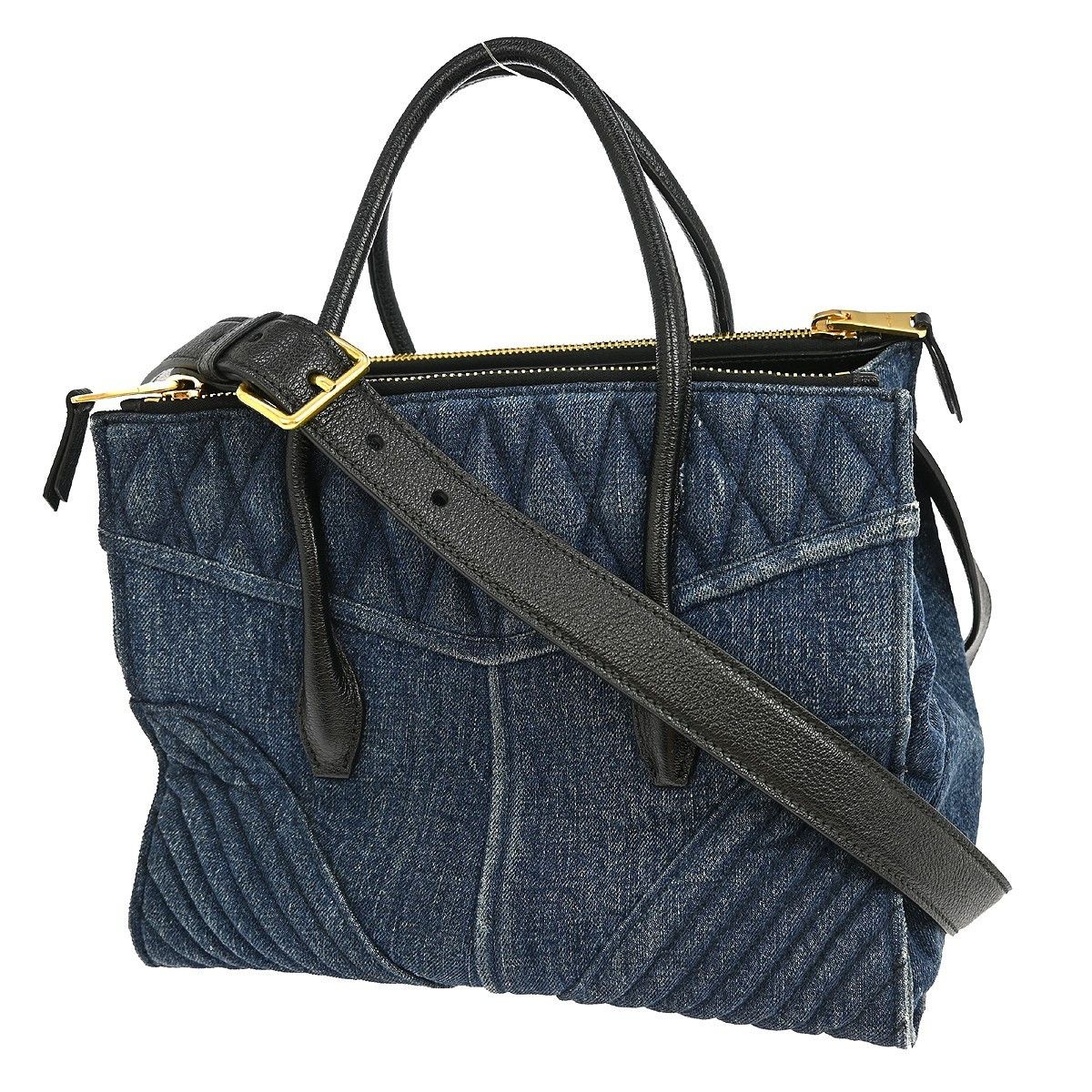 Miu Miu Miu Miu Biker Convertible Tote Denim with Leather Size ONE SIZE - 2 Thumbnail