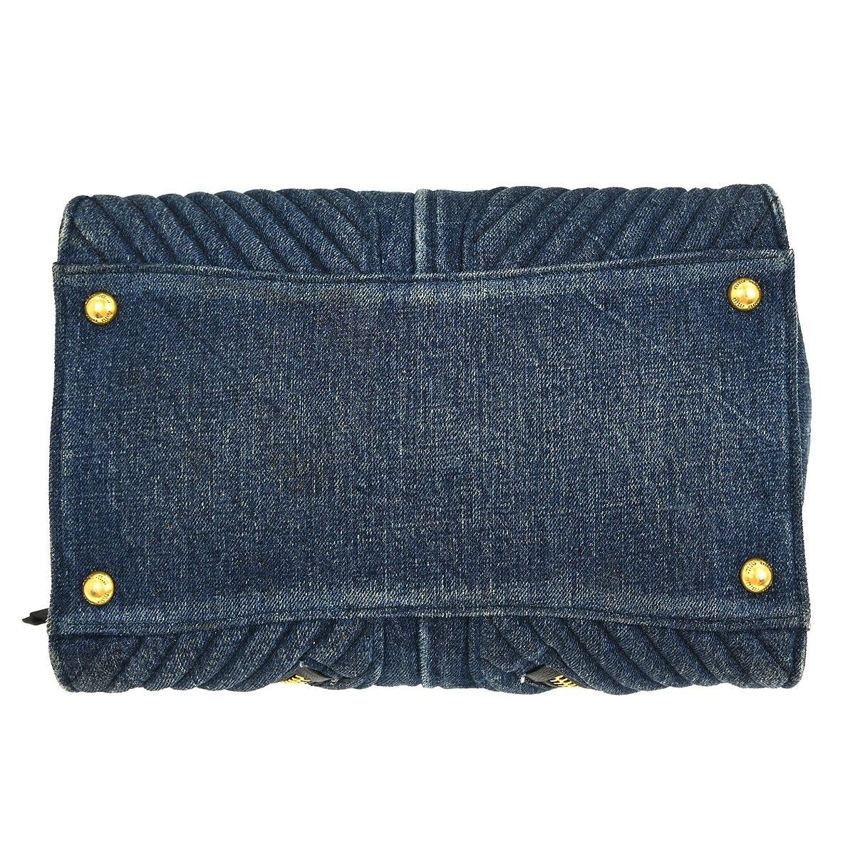 Miu Miu Miu Miu Biker Convertible Tote Denim with Leather Size ONE SIZE - 8 Thumbnail