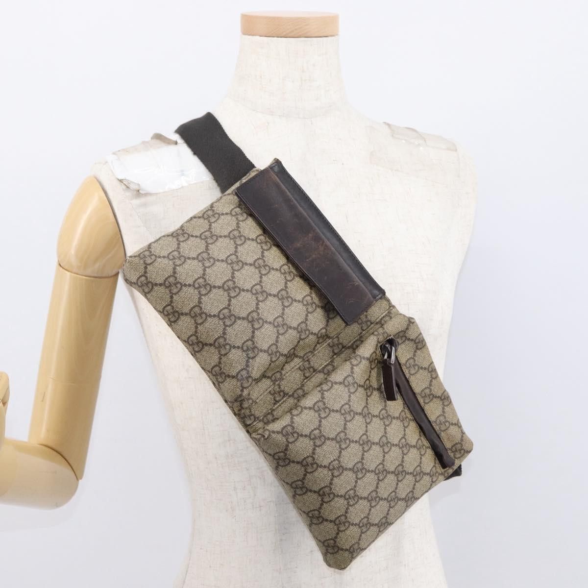 Gucci Gucci Vintage Double Belt Bag GG Canvas with Leather Size ONE SIZE - 14 Thumbnail