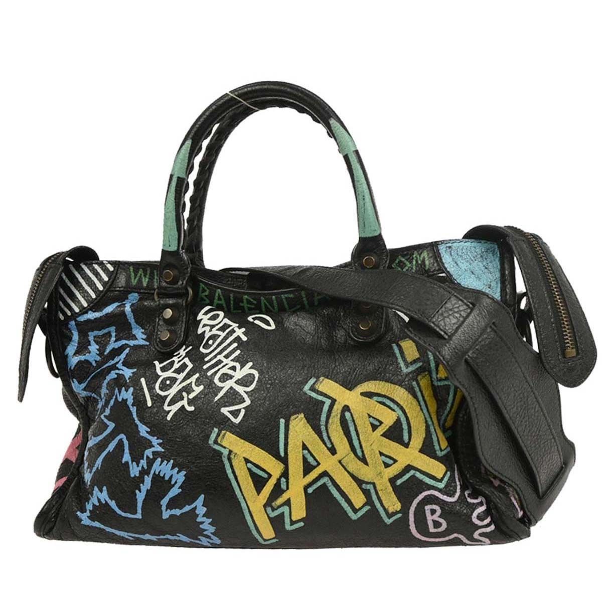 Balenciaga Balenciaga City Graffiti Classic Studs Bag Leather Size ONE SIZE - 2 Thumbnail