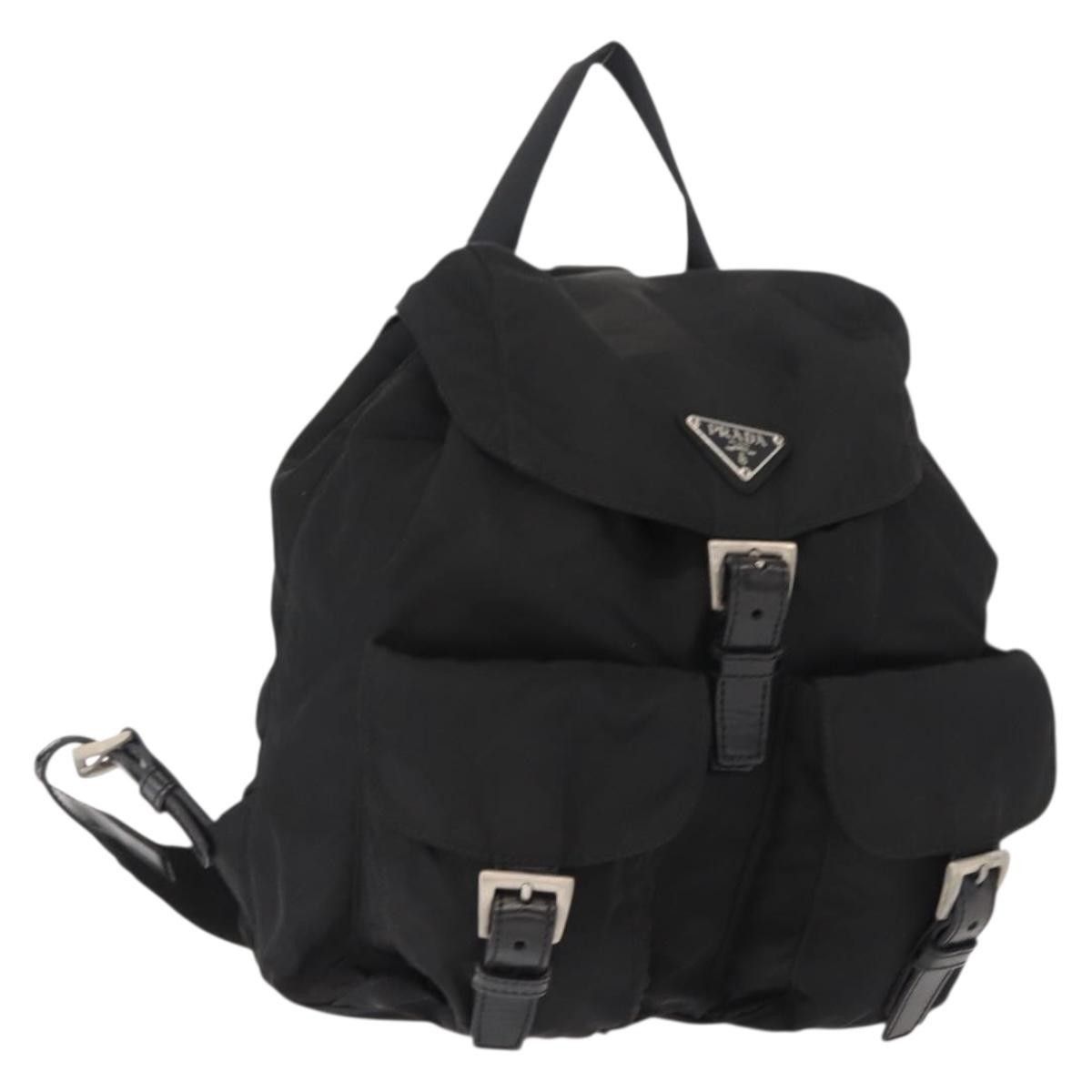 Prada Prada Vela Double Front Pocket Backpack Tessuto with Saffiano Leather Size ONE SIZE - 17 Thumbnail