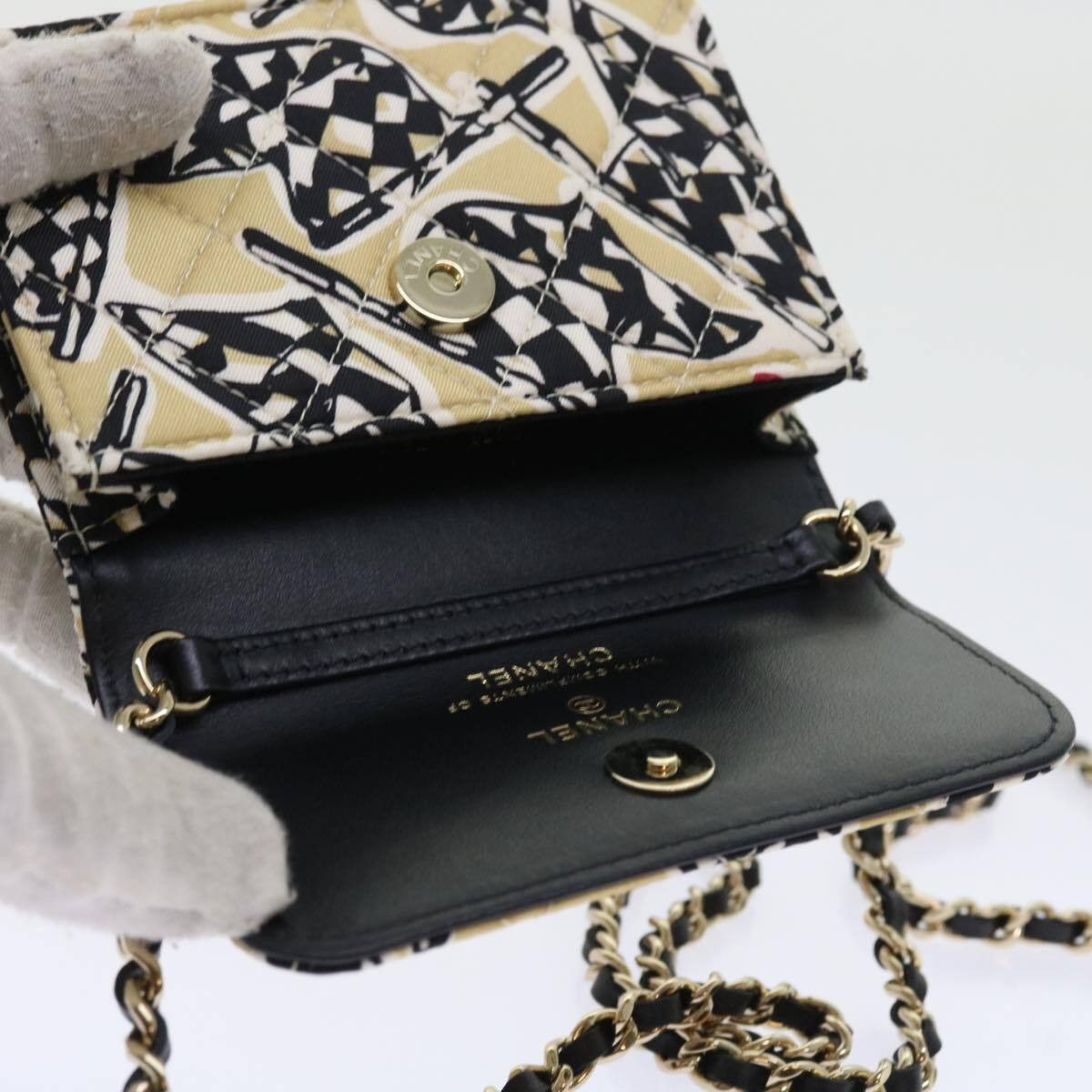 Chanel Chanel Flap Card Holder on Chain Quilted Printed Canvas Size ONE SIZE - 19 Thumbnail