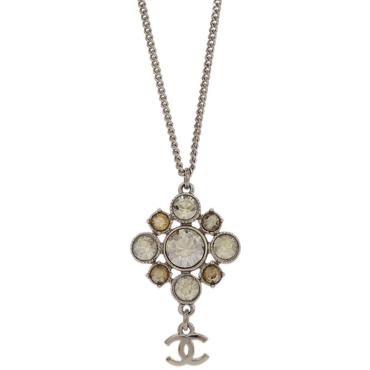 Chanel Chanel CC Cluster Drop Pendant Necklace Metal with Crystals Size ONE SIZE - 2 Thumbnail