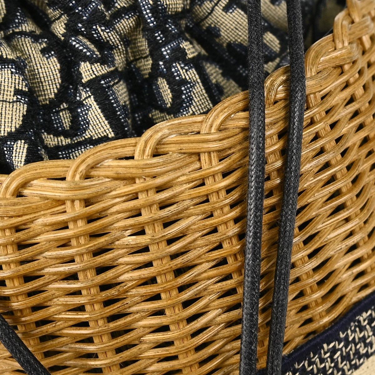 Dior Christian Dior Drawstring Bucket Bag Wicker with Oblique Canvas Size ONE SIZE - 8 Thumbnail
