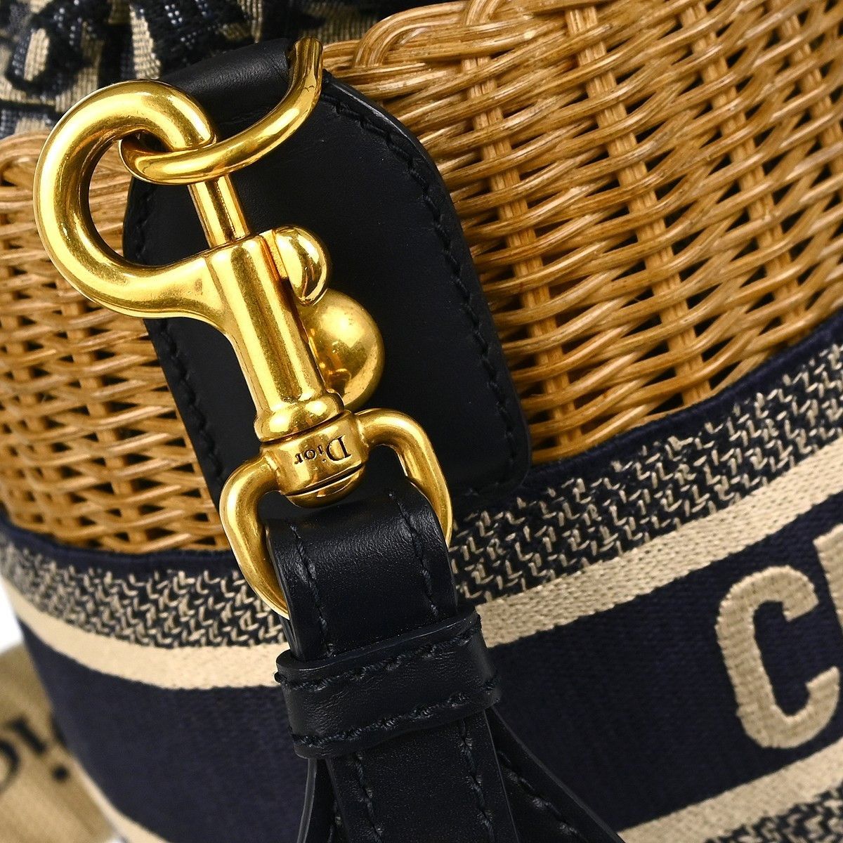 Dior Christian Dior Drawstring Bucket Bag Wicker with Oblique Canvas Size ONE SIZE - 7 Thumbnail