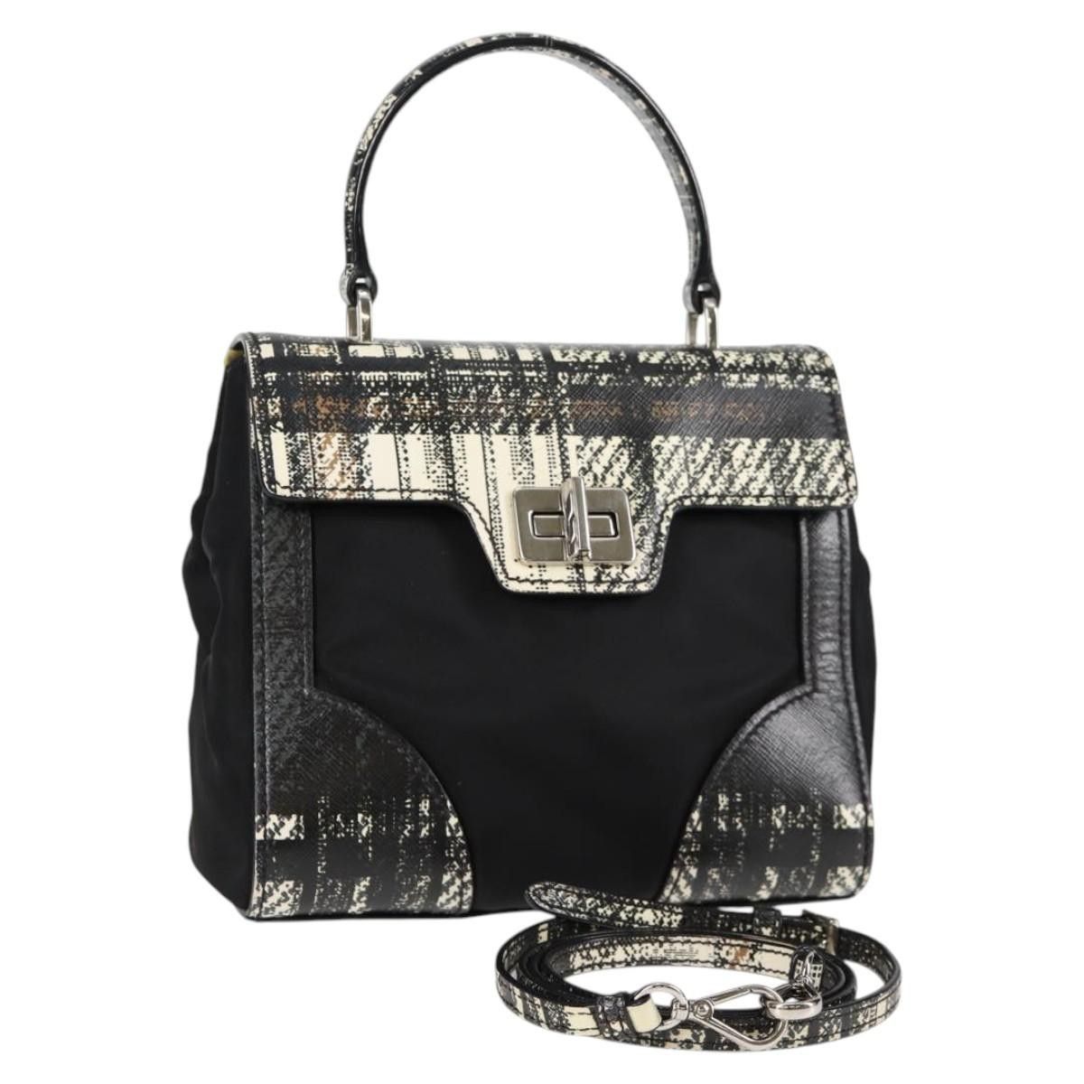 Prada Prada Turn Lock Top Handle Bag Printed Saffiano Leather with Tessuto Size ONE SIZE - 13 Thumbnail
