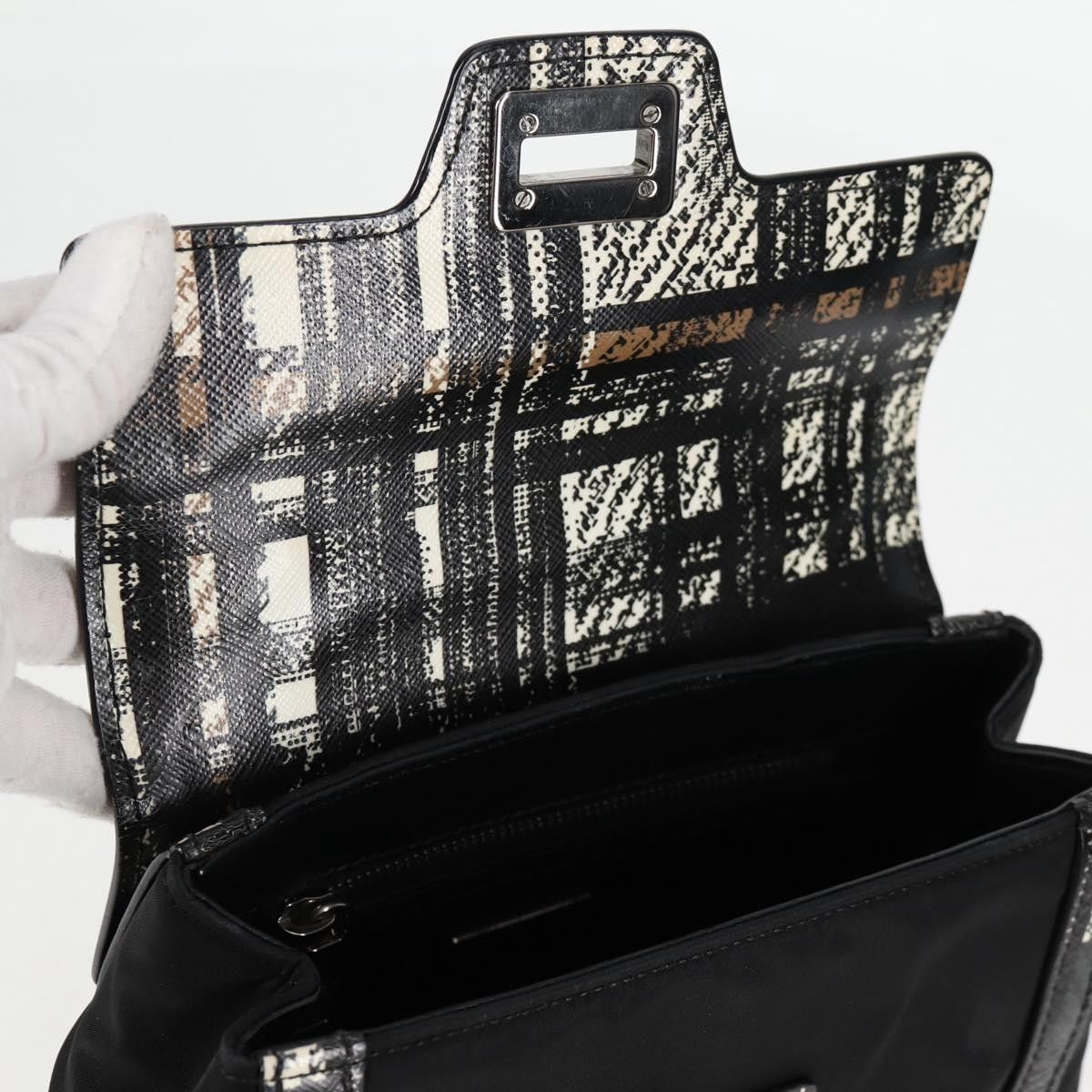 Prada Prada Turn Lock Top Handle Bag Printed Saffiano Leather with Tessuto Size ONE SIZE - 18 Thumbnail