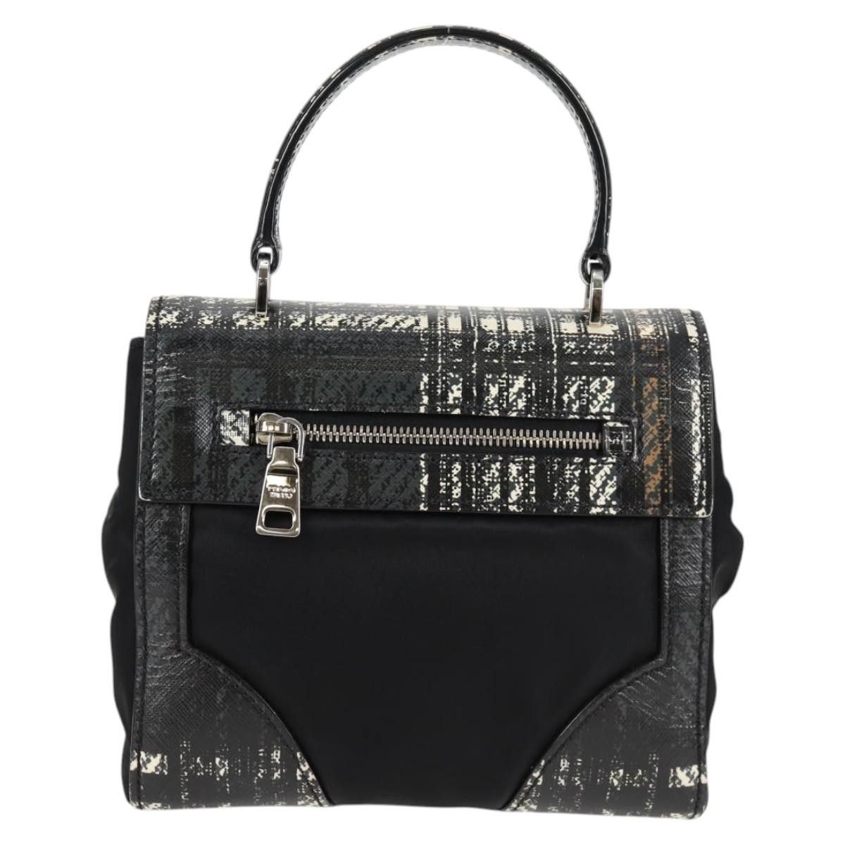 Prada Prada Turn Lock Top Handle Bag Printed Saffiano Leather with Tessuto Size ONE SIZE - 2 Thumbnail