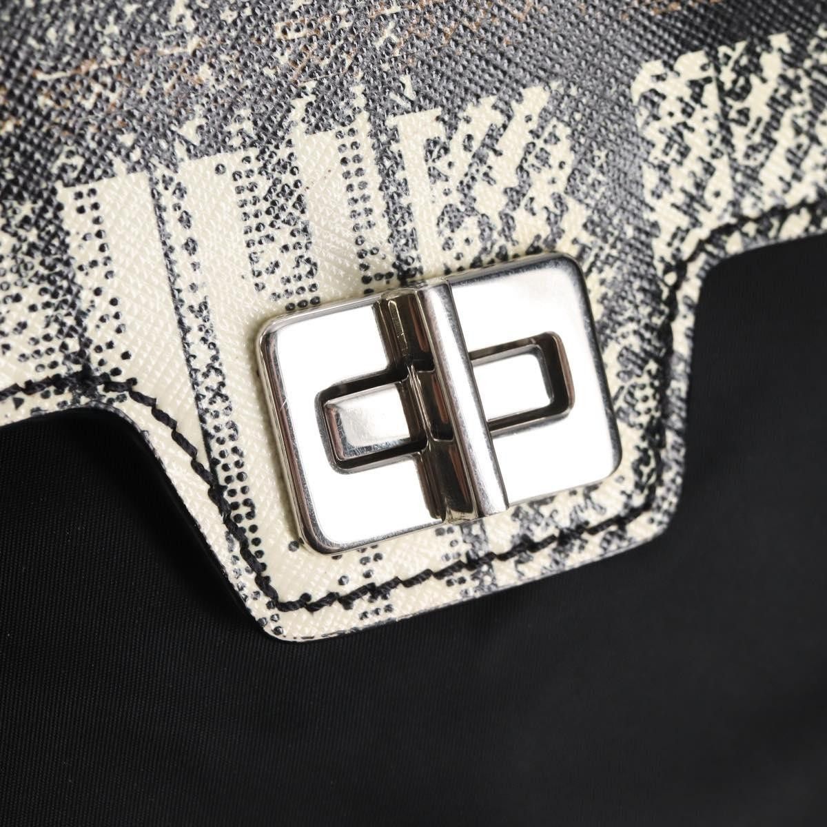 Prada Prada Turn Lock Top Handle Bag Printed Saffiano Leather with Tessuto Size ONE SIZE - 14 Thumbnail
