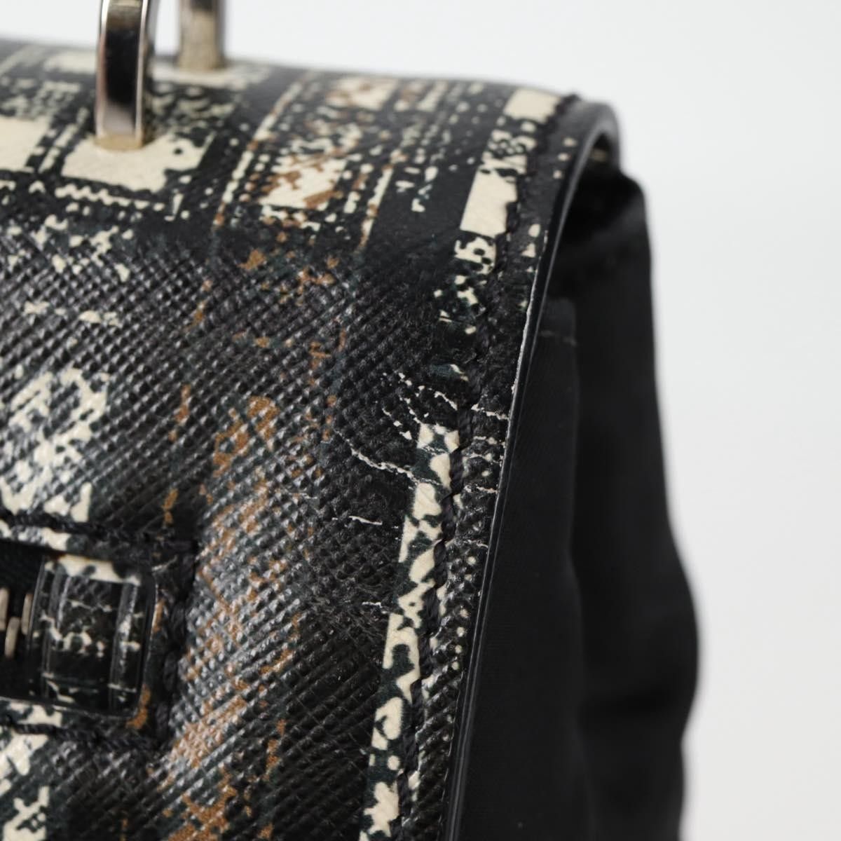 Prada Prada Turn Lock Top Handle Bag Printed Saffiano Leather with Tessuto Size ONE SIZE - 15 Thumbnail
