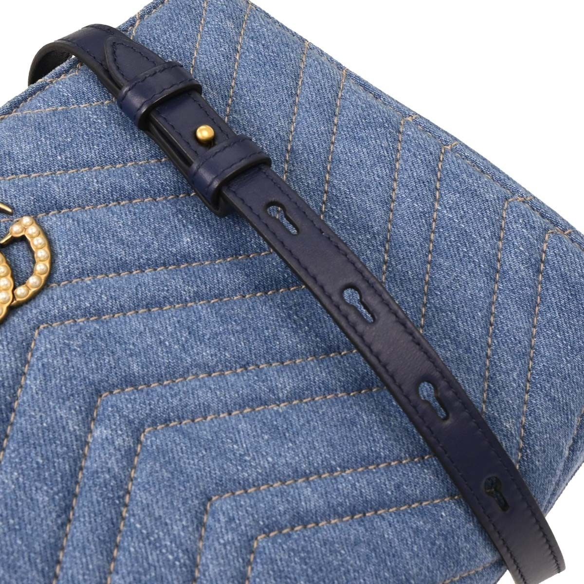 Gucci Gucci Pearly GG Marmont Tote Matelasse Denim Size ONE SIZE - 10 Thumbnail