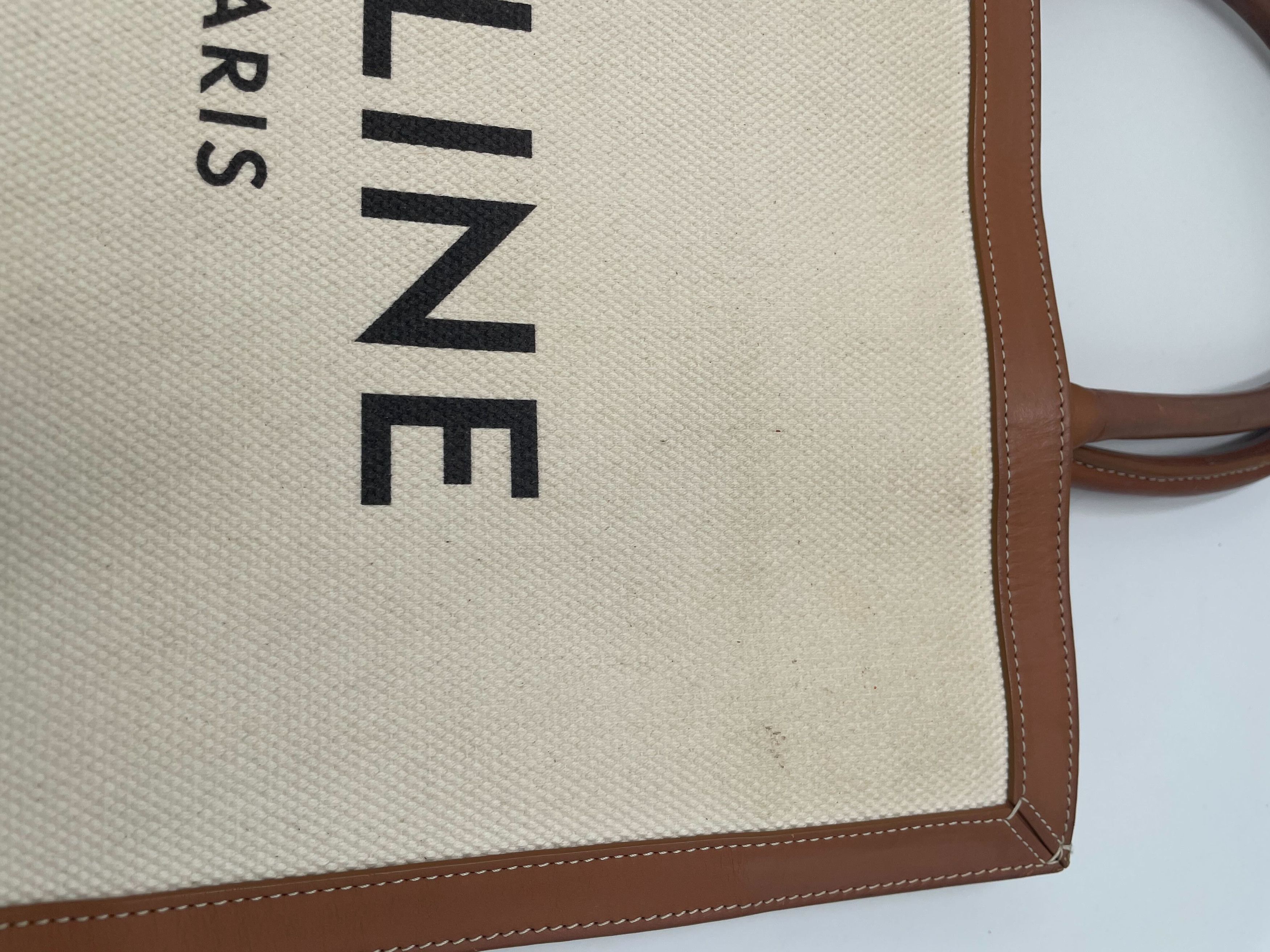 Celine Celine Vertical Square Cabas Tote Canvas with Leather Size ONE SIZE - 3 Thumbnail