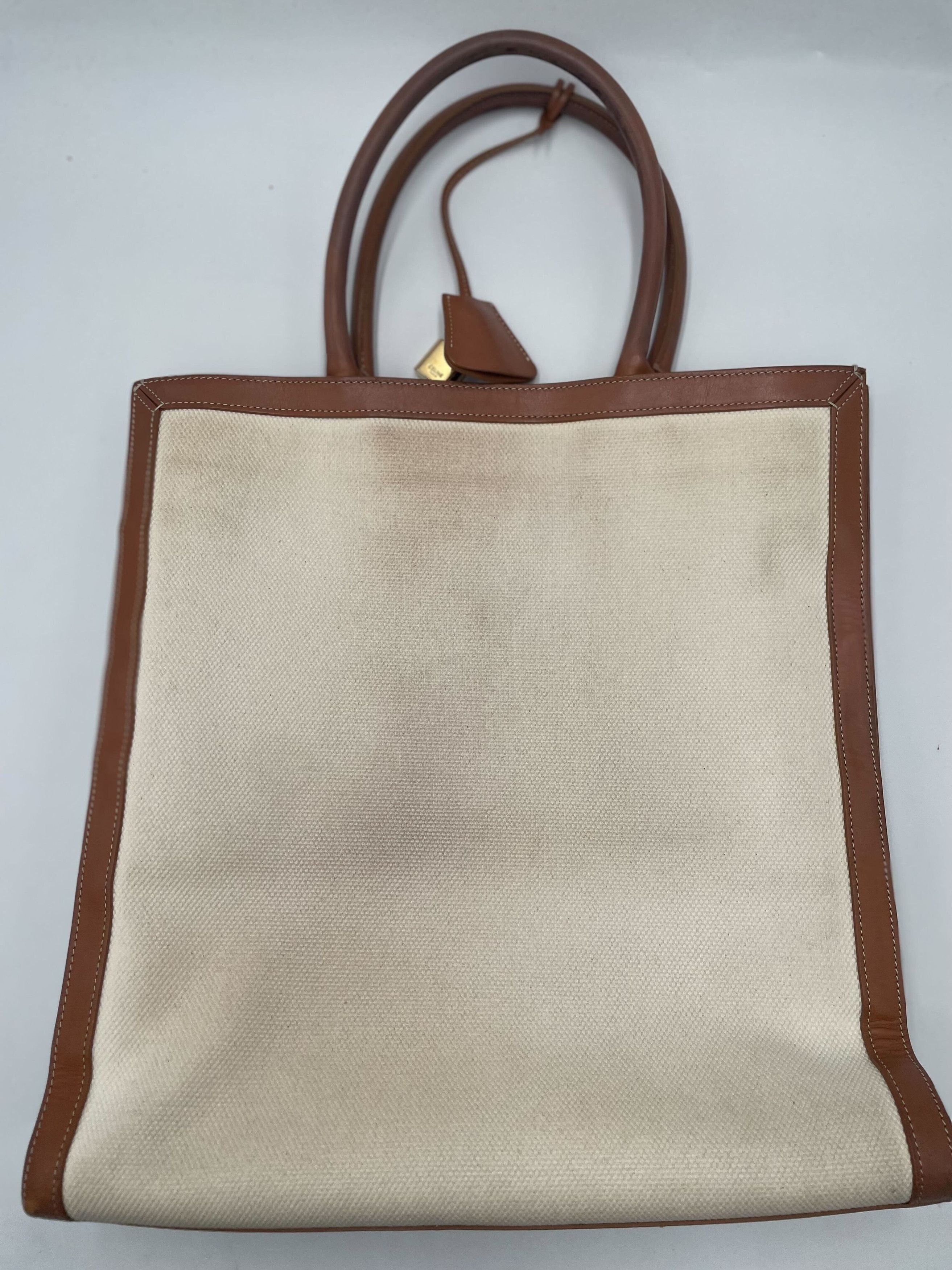 Celine Celine Vertical Square Cabas Tote Canvas with Leather Size ONE SIZE - 2 Thumbnail