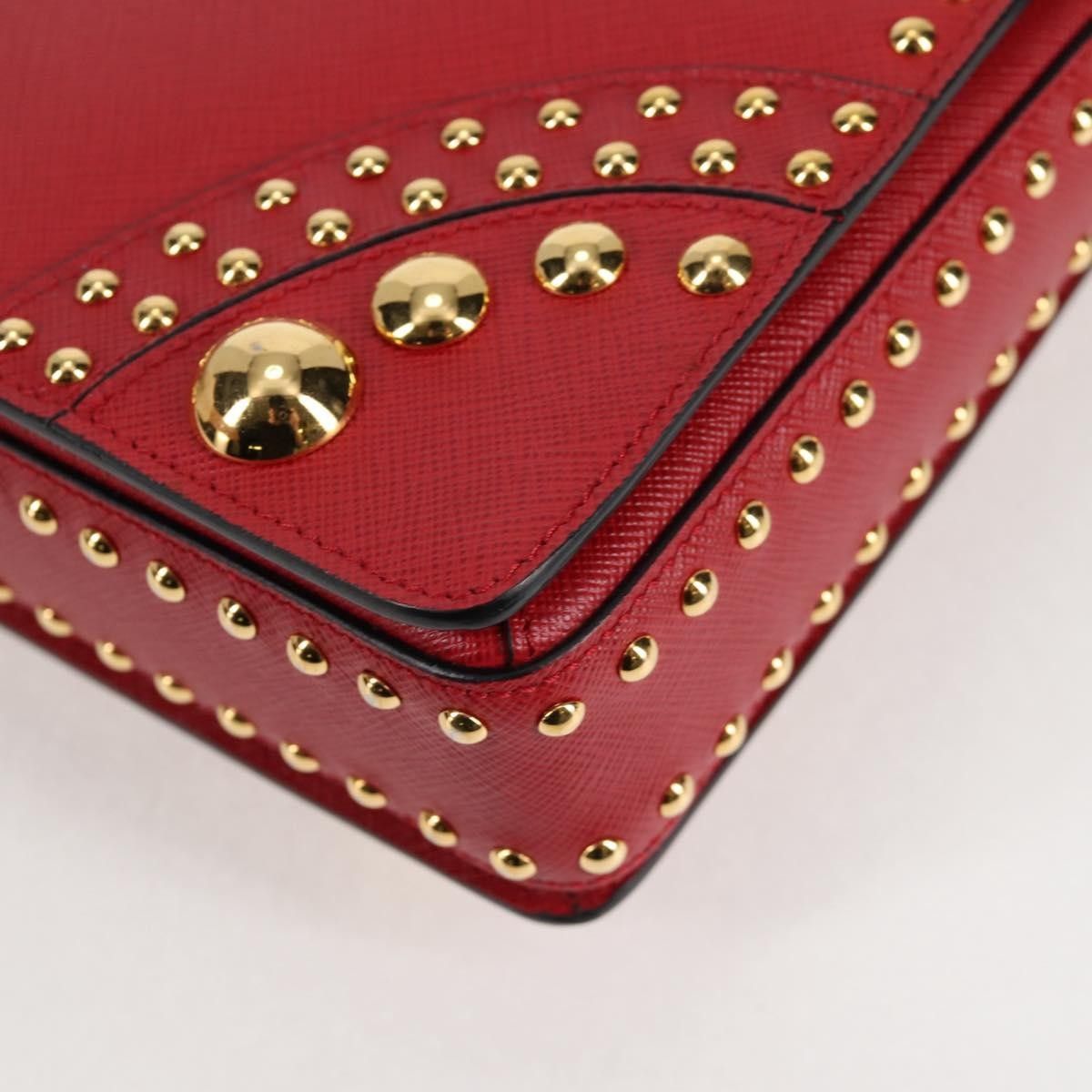 Prada Prada Turn Lock Shoulder Bag Studded Saffiano Leather Size ONE SIZE - 11 Thumbnail