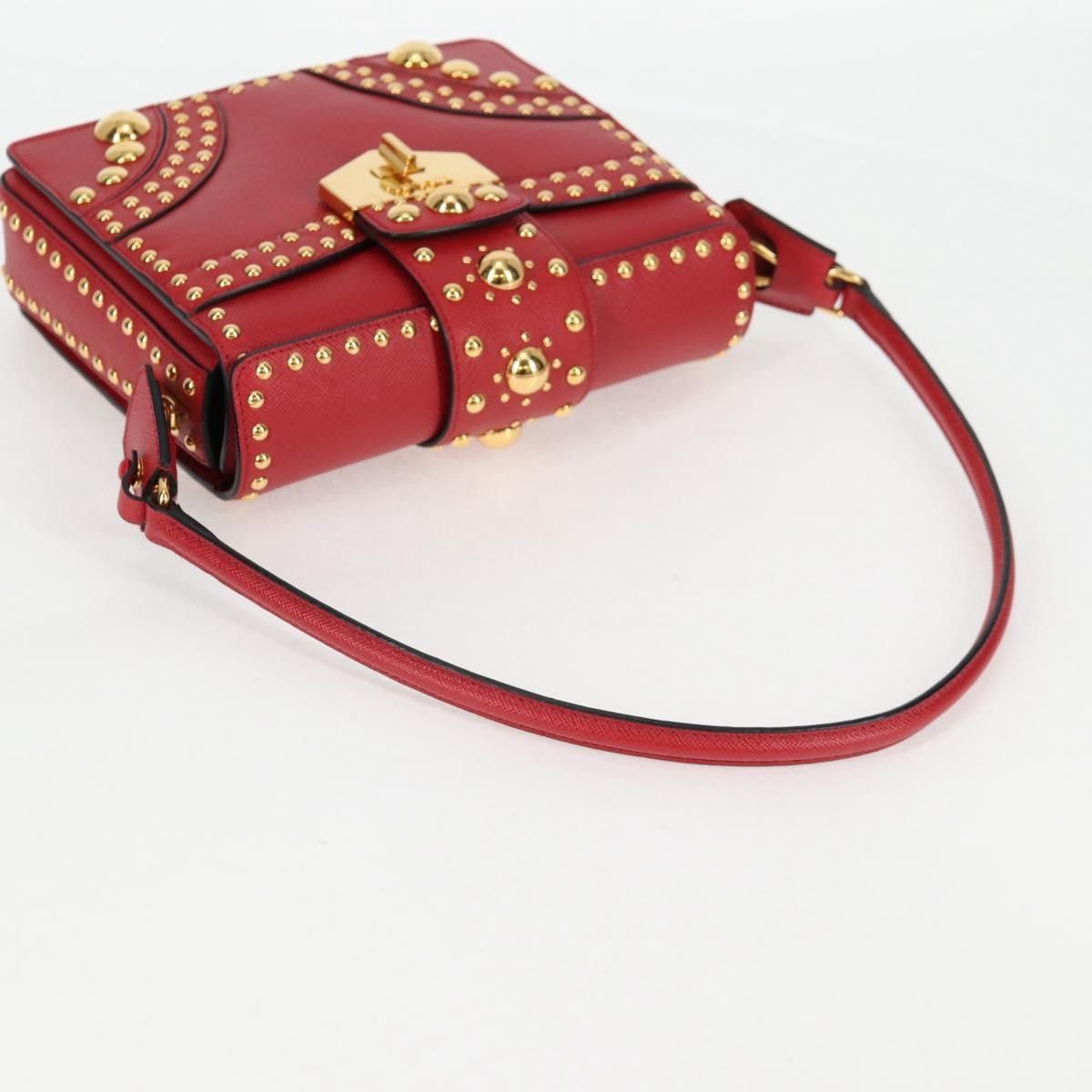Prada Prada Turn Lock Shoulder Bag Studded Saffiano Leather Size ONE SIZE - 8 Thumbnail