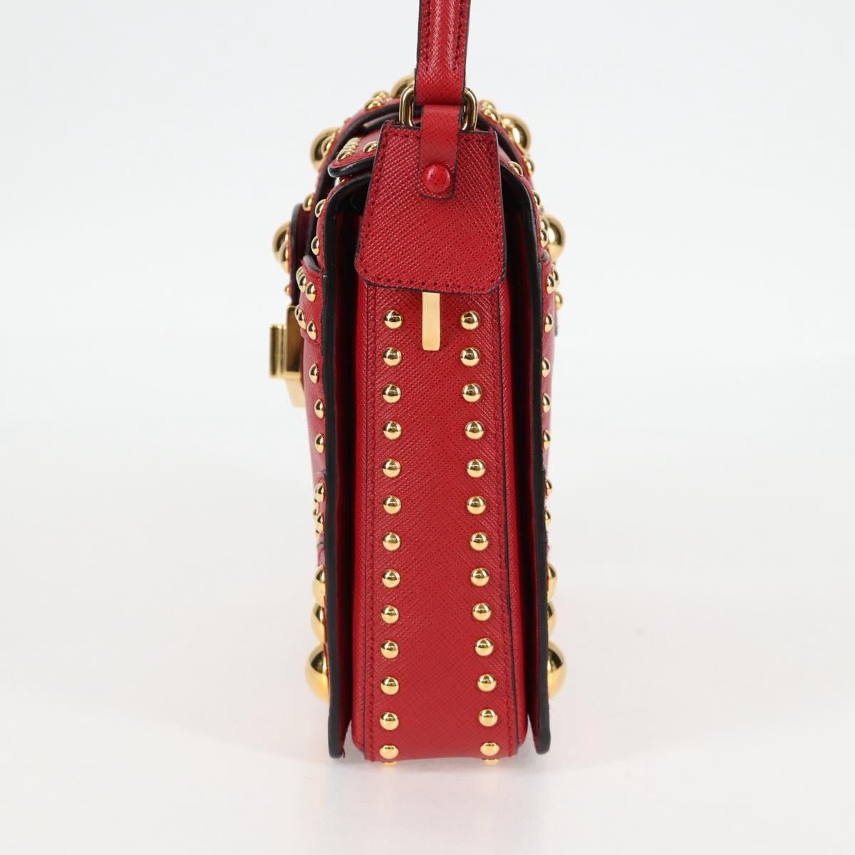 Prada Prada Turn Lock Shoulder Bag Studded Saffiano Leather Size ONE SIZE - 3 Thumbnail