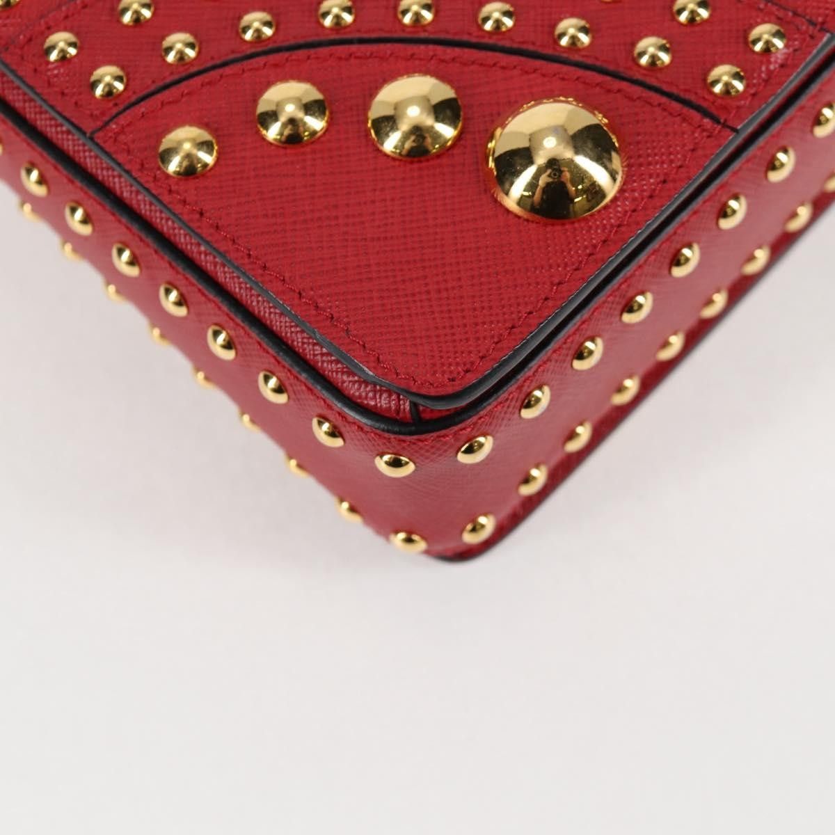 Prada Prada Turn Lock Shoulder Bag Studded Saffiano Leather Size ONE SIZE - 12 Thumbnail