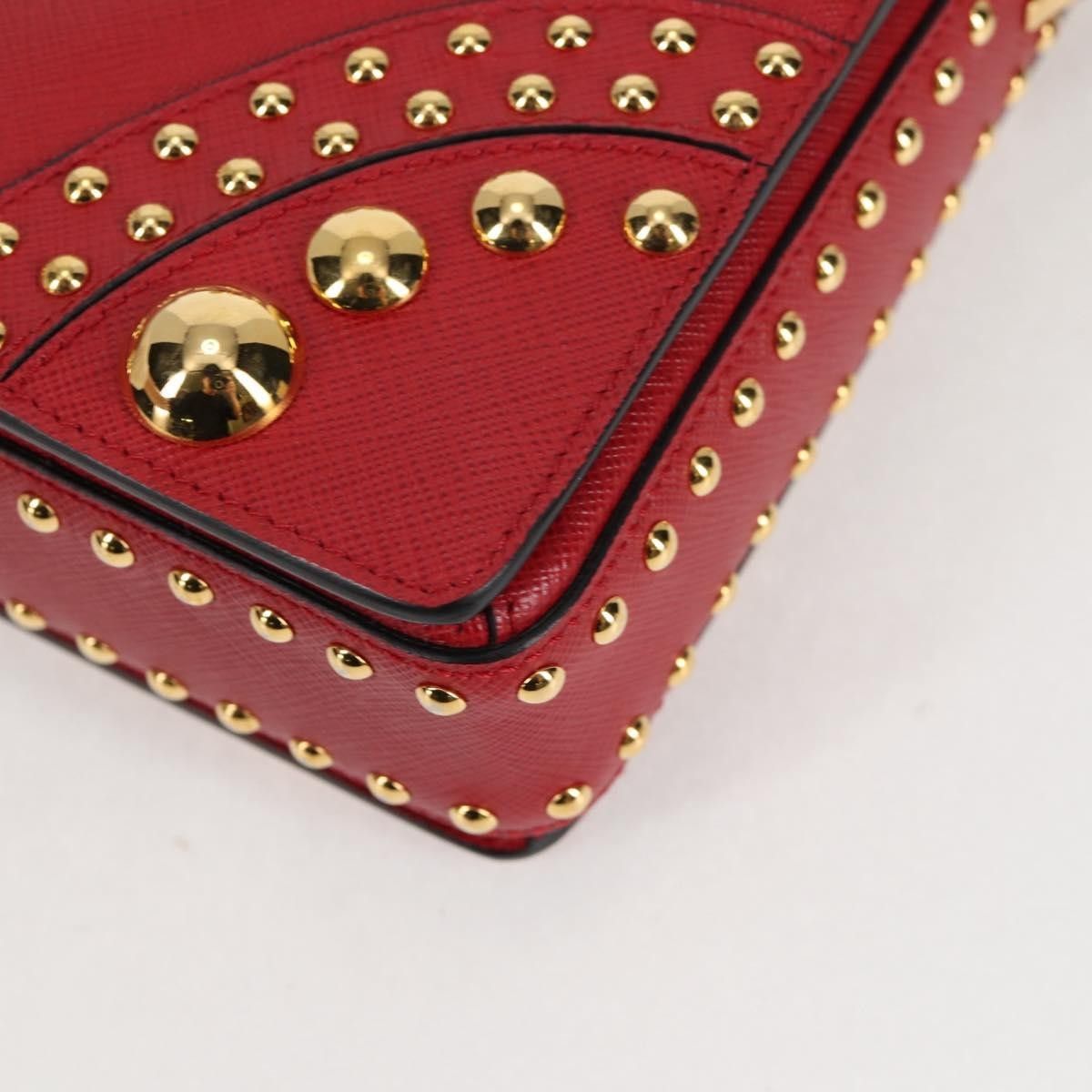 Prada Prada Turn Lock Shoulder Bag Studded Saffiano Leather Size ONE SIZE - 10 Thumbnail