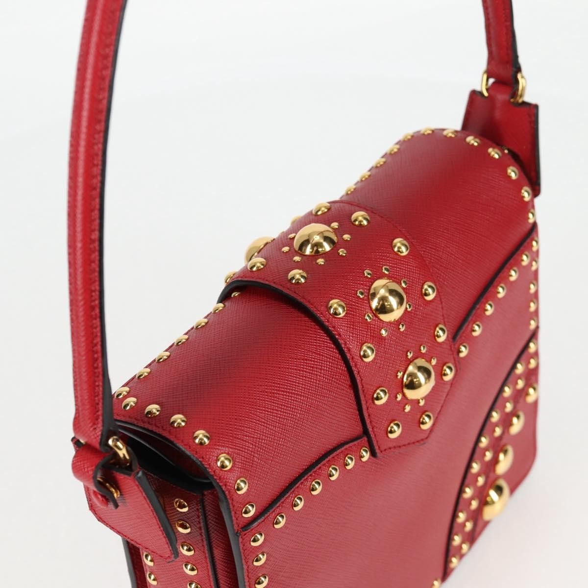 Prada Prada Turn Lock Shoulder Bag Studded Saffiano Leather Size ONE SIZE - 16 Thumbnail