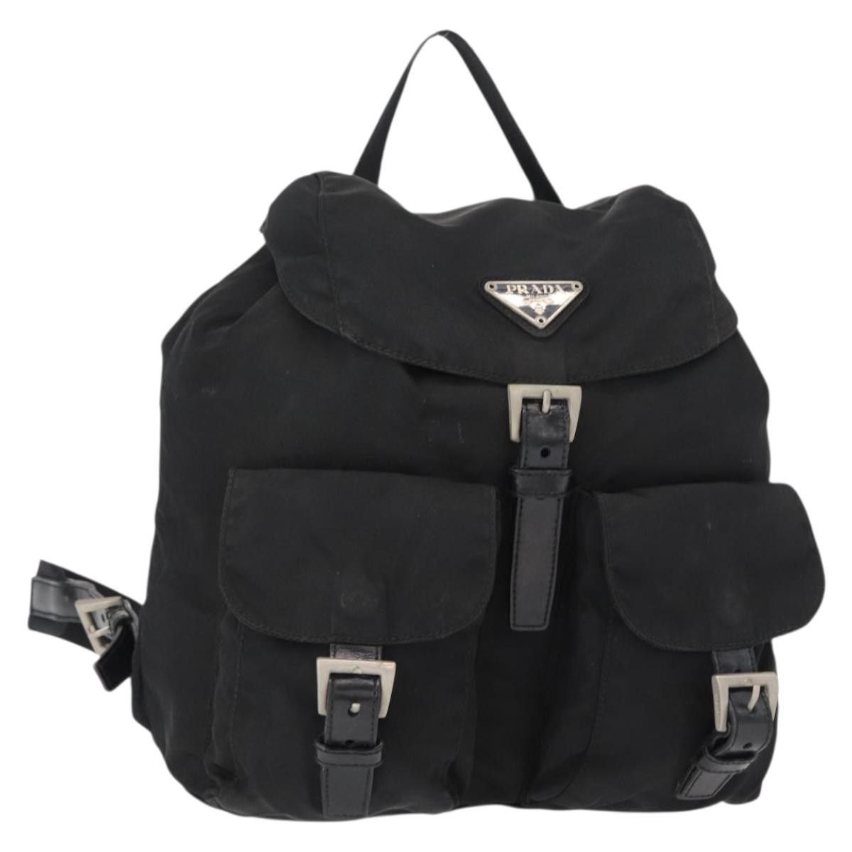 Prada Prada Vela Double Front Pocket Backpack Tessuto with Saffiano Leather Size ONE SIZE - 24 Thumbnail